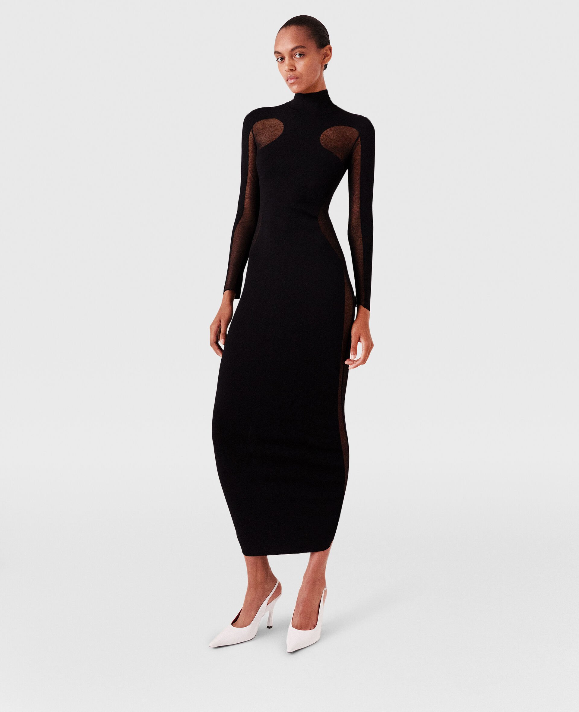 Miracle长袖致密针织连衣裙-黑色-large image number 1