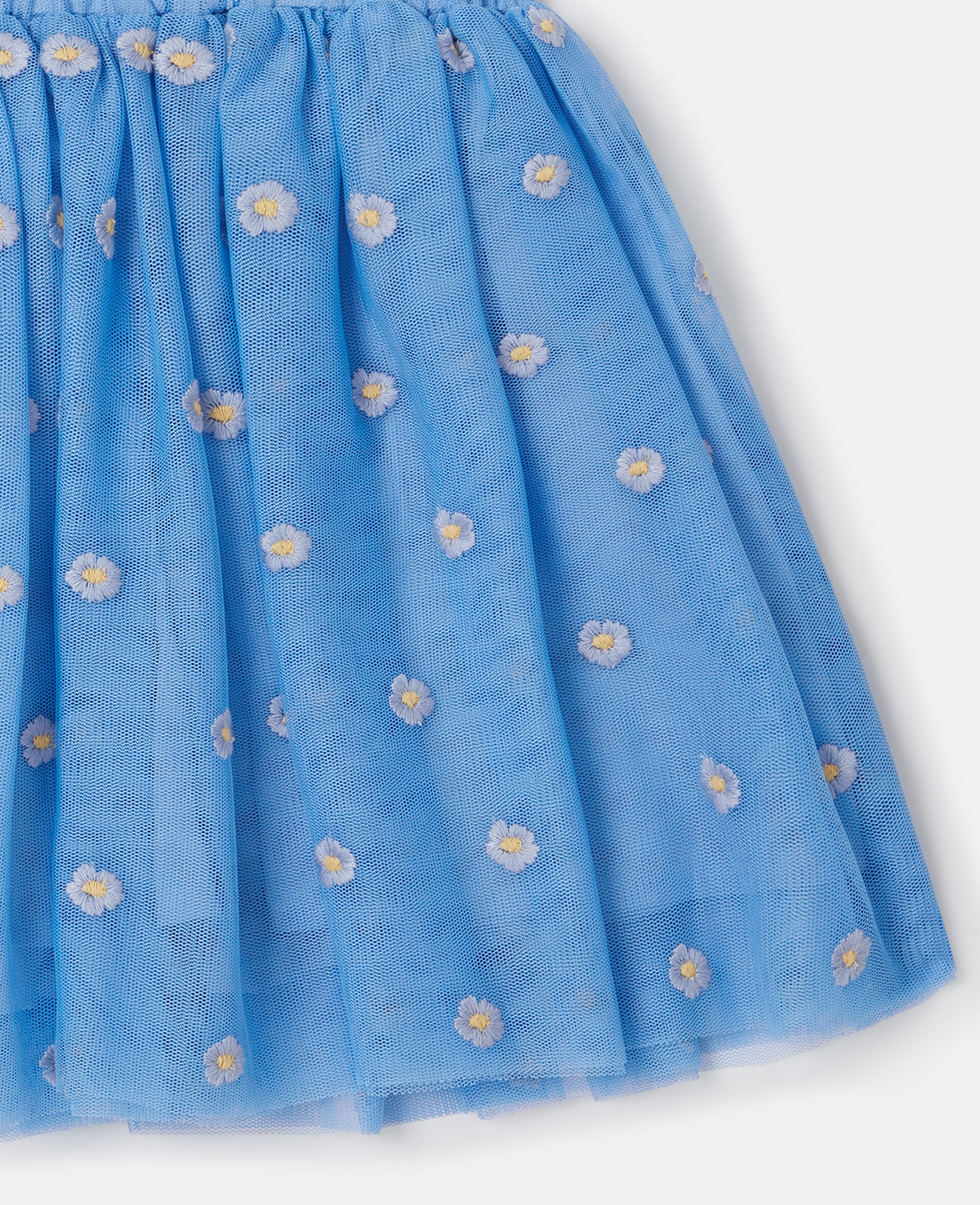 Floral-Embroidered Tulle Skirt-Blue-large image number 3