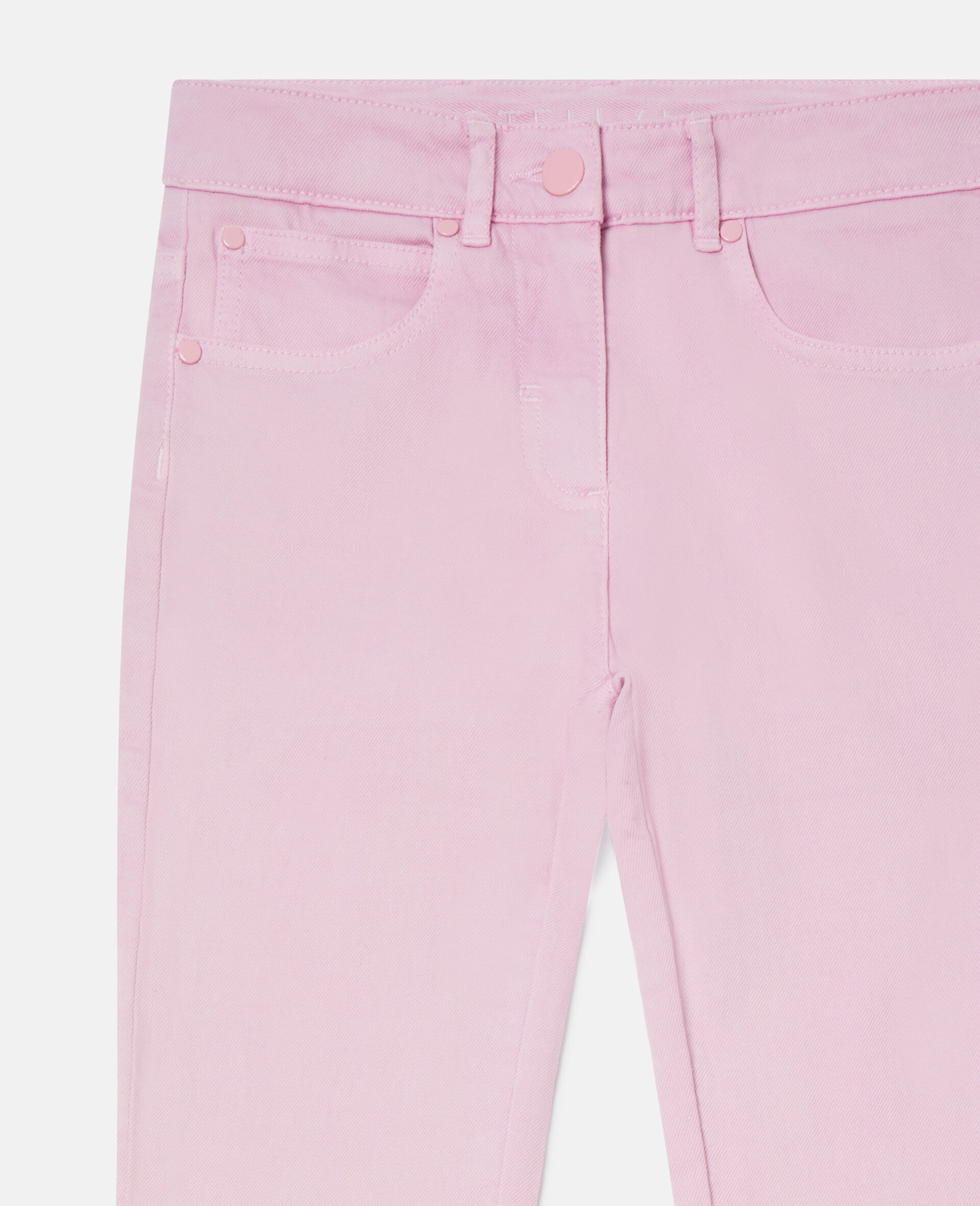 Scallop Trim Denim Jeans-Purple-medium