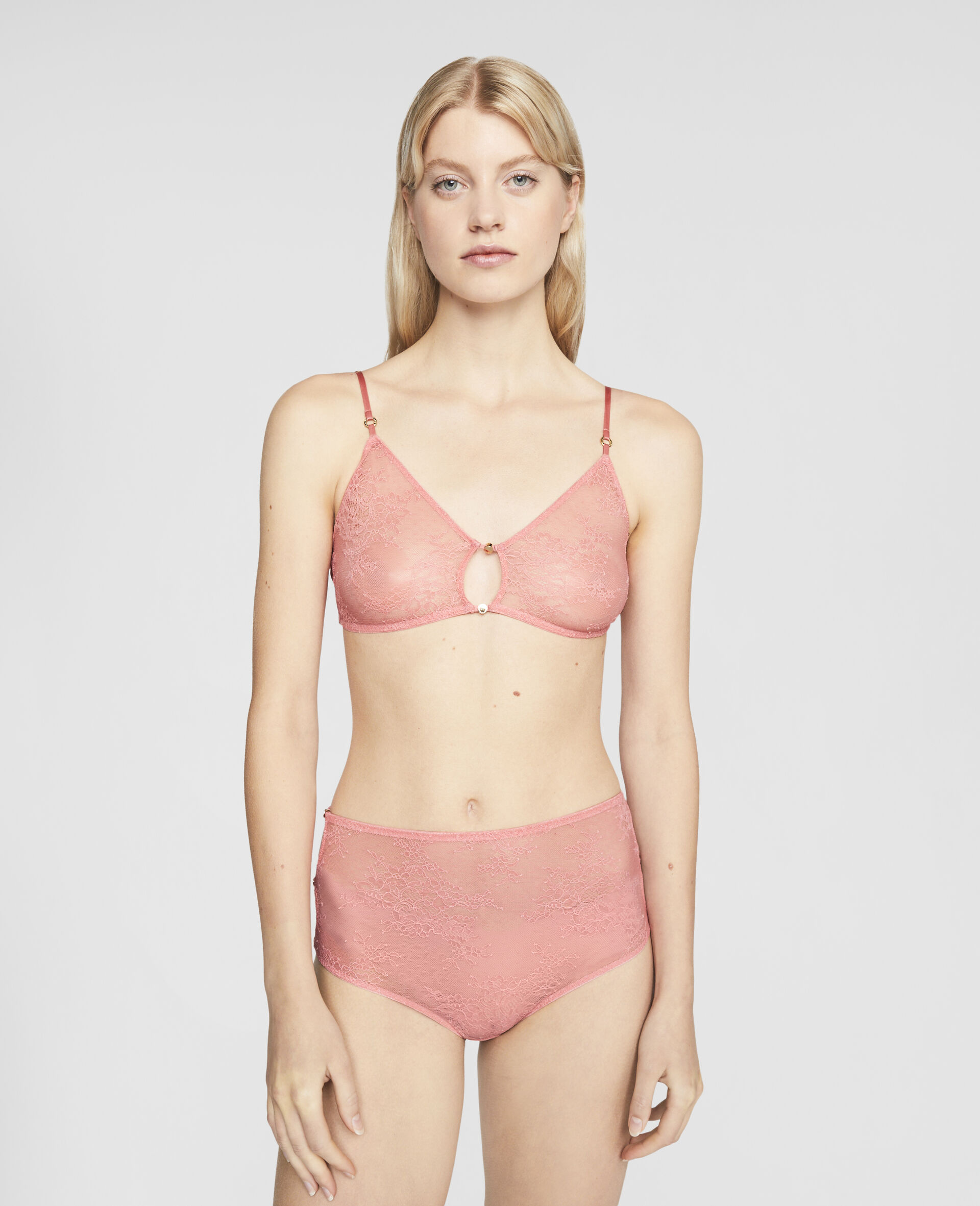 Floral Lace High Waisted Briefs-Pink-large image number 1