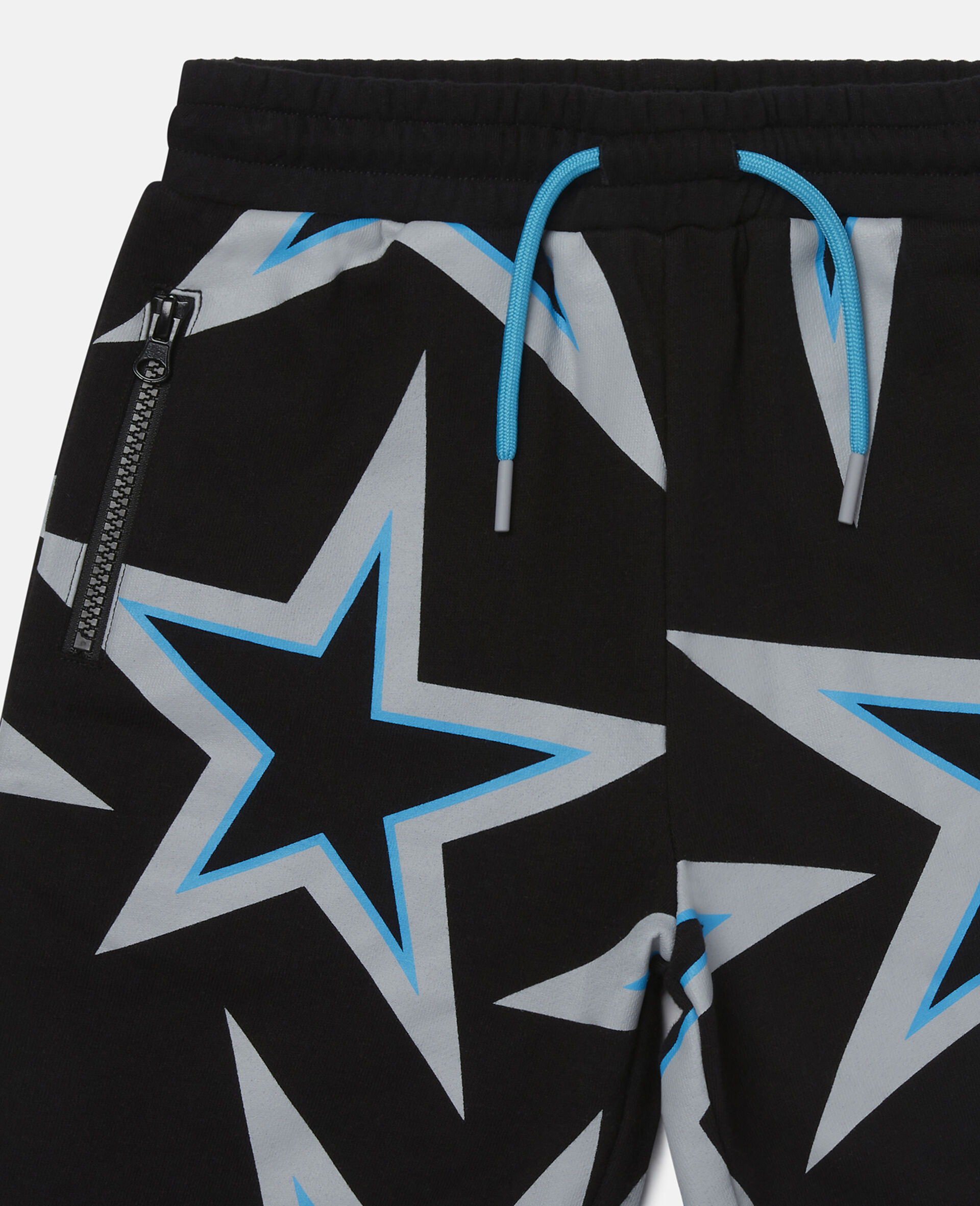 Star Print Cotton Fleece Sport Shorts -Black-large image number 1