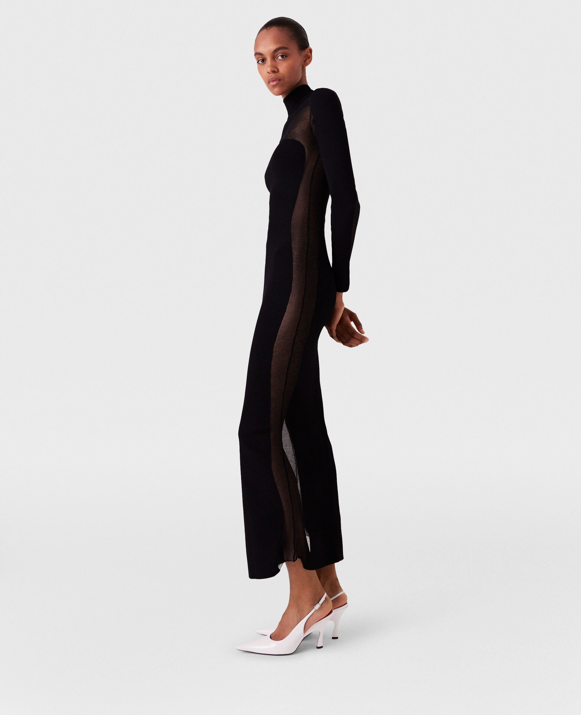 Miracle Long-Sleeve Compact-Knit Dress-Black-large image number 2