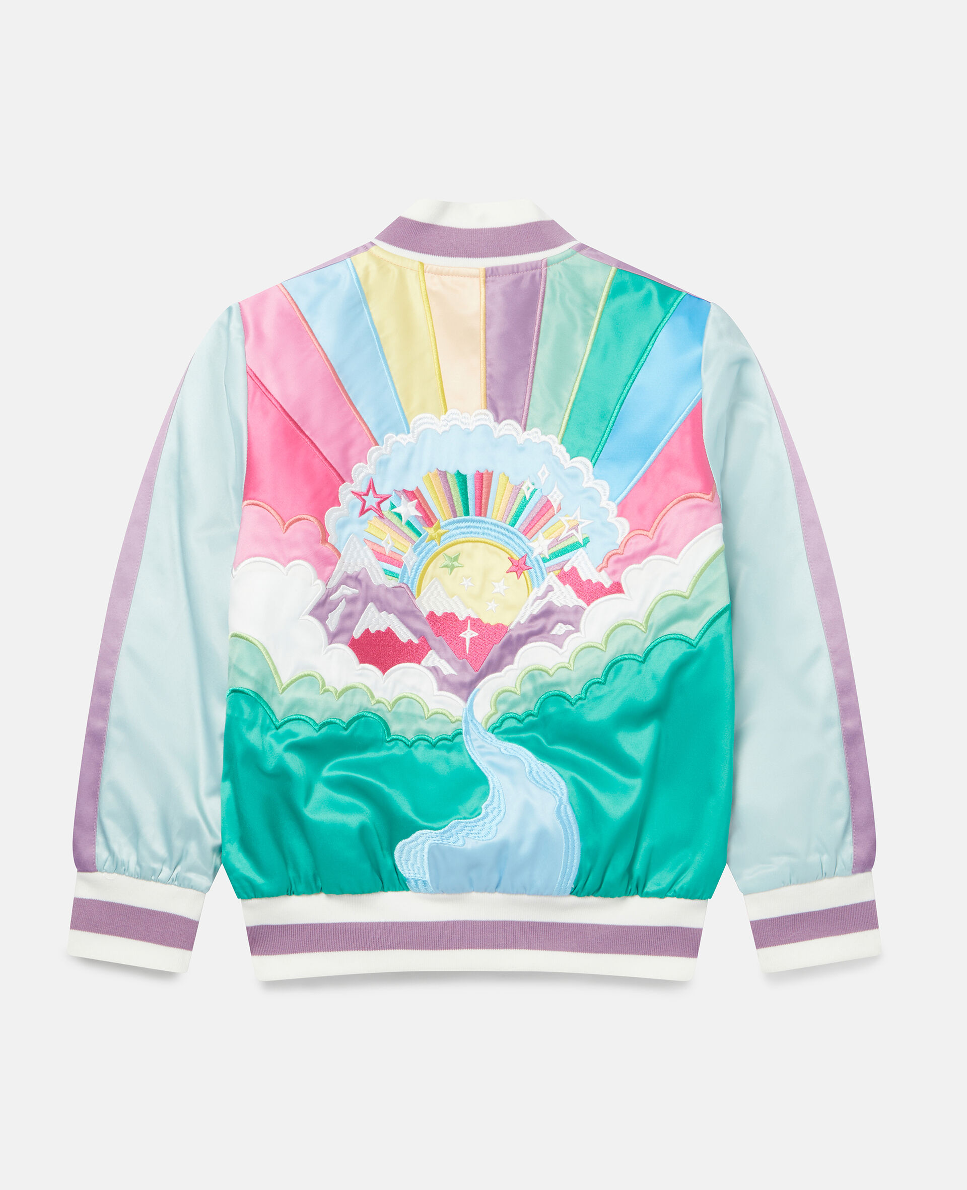 Rainbow Embroidered Bomber Jacket-Multicoloured-large image number 2