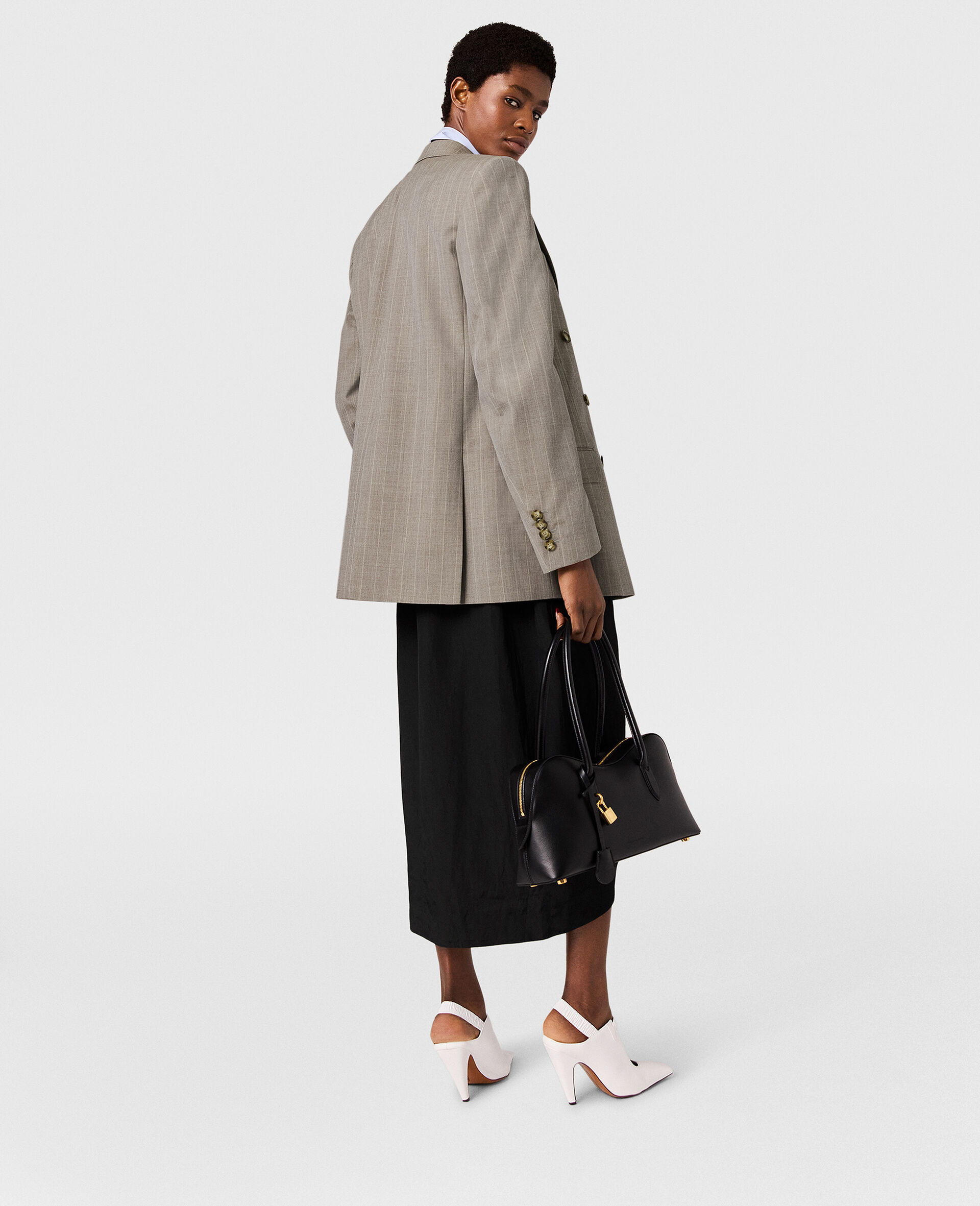 Ruched Wrapped Midi Skirt-Cream-large image number 4