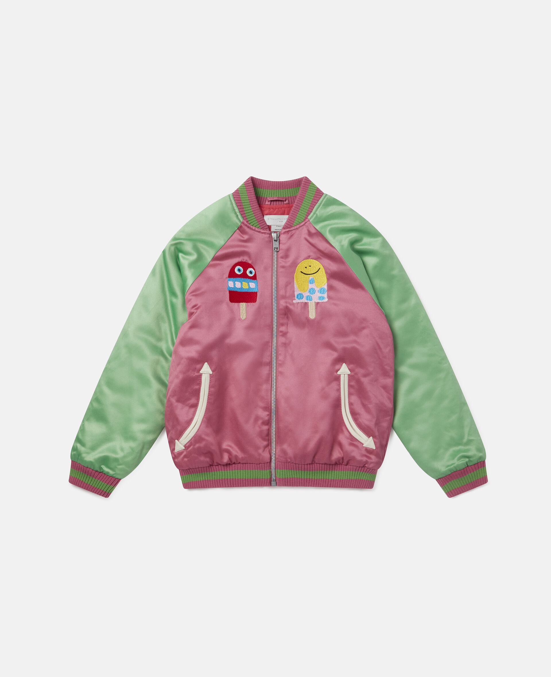 Ice Lolly Embroidered Satin Jacket-Pink-large image number 0