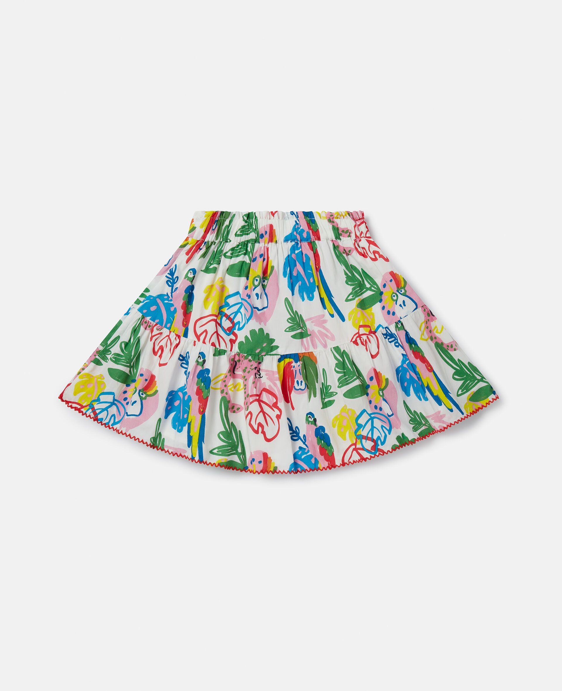 Jungle Print Flared Skirt-White-large image number 2