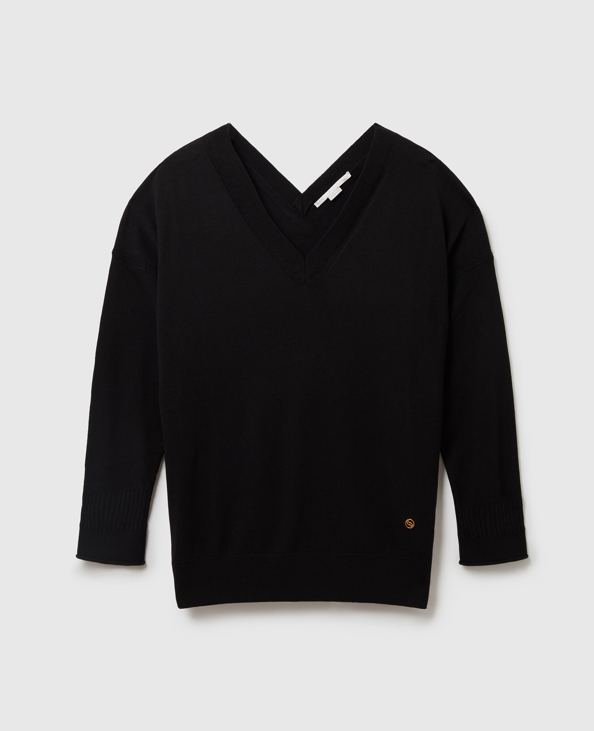 V-Neck Long Sleeved Jumper-Black-medium