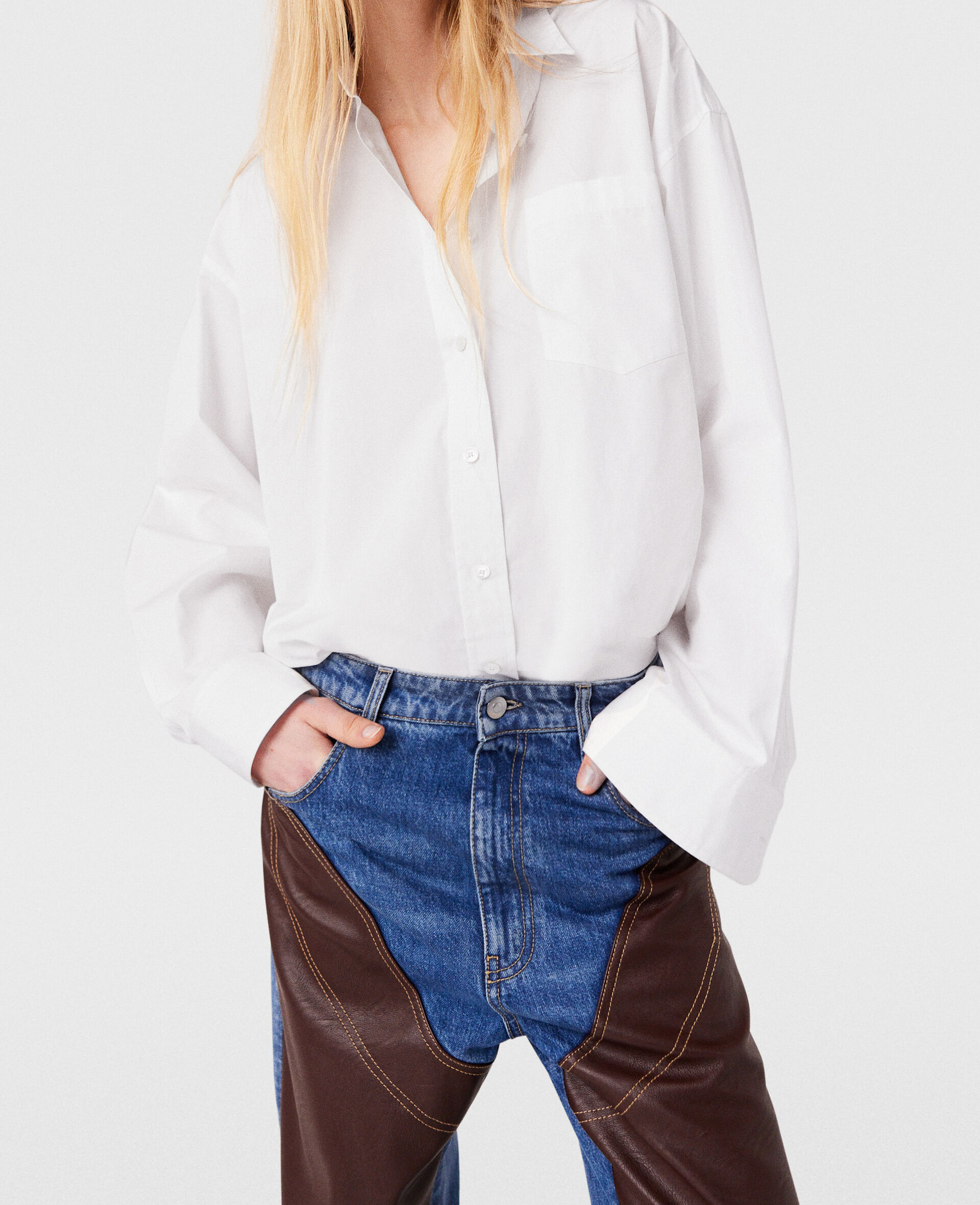 虎纹印花饰片衬衫 -白色-large image number 5