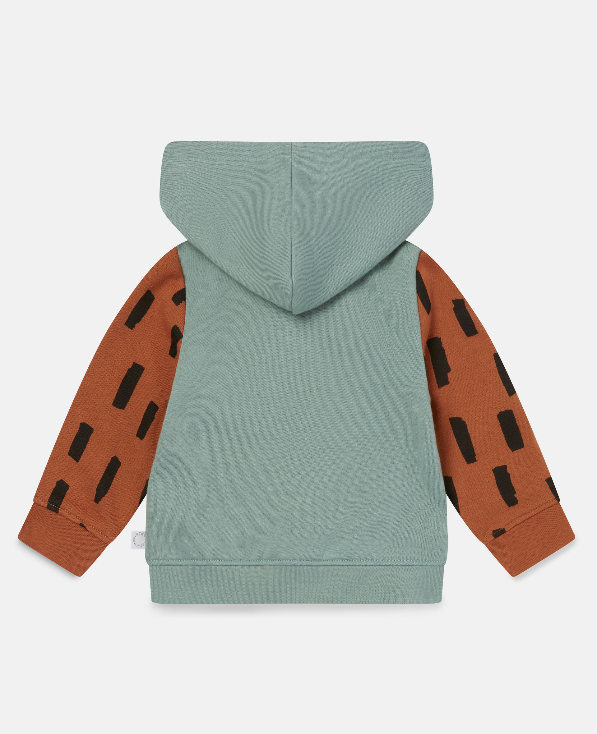 Cotton Dotted Fox Print Zip Hoodie-Green-large image number 3
