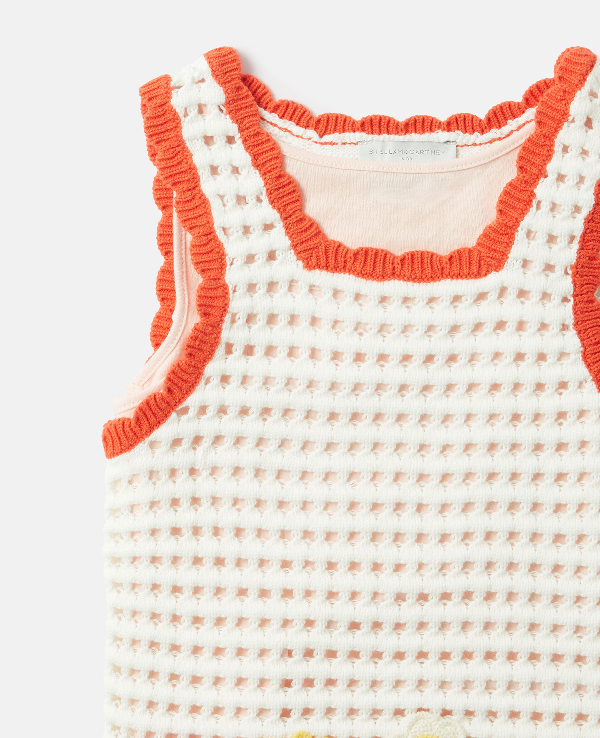 Floral Appliqu&eacute; Knitted Tank Top-White-medium