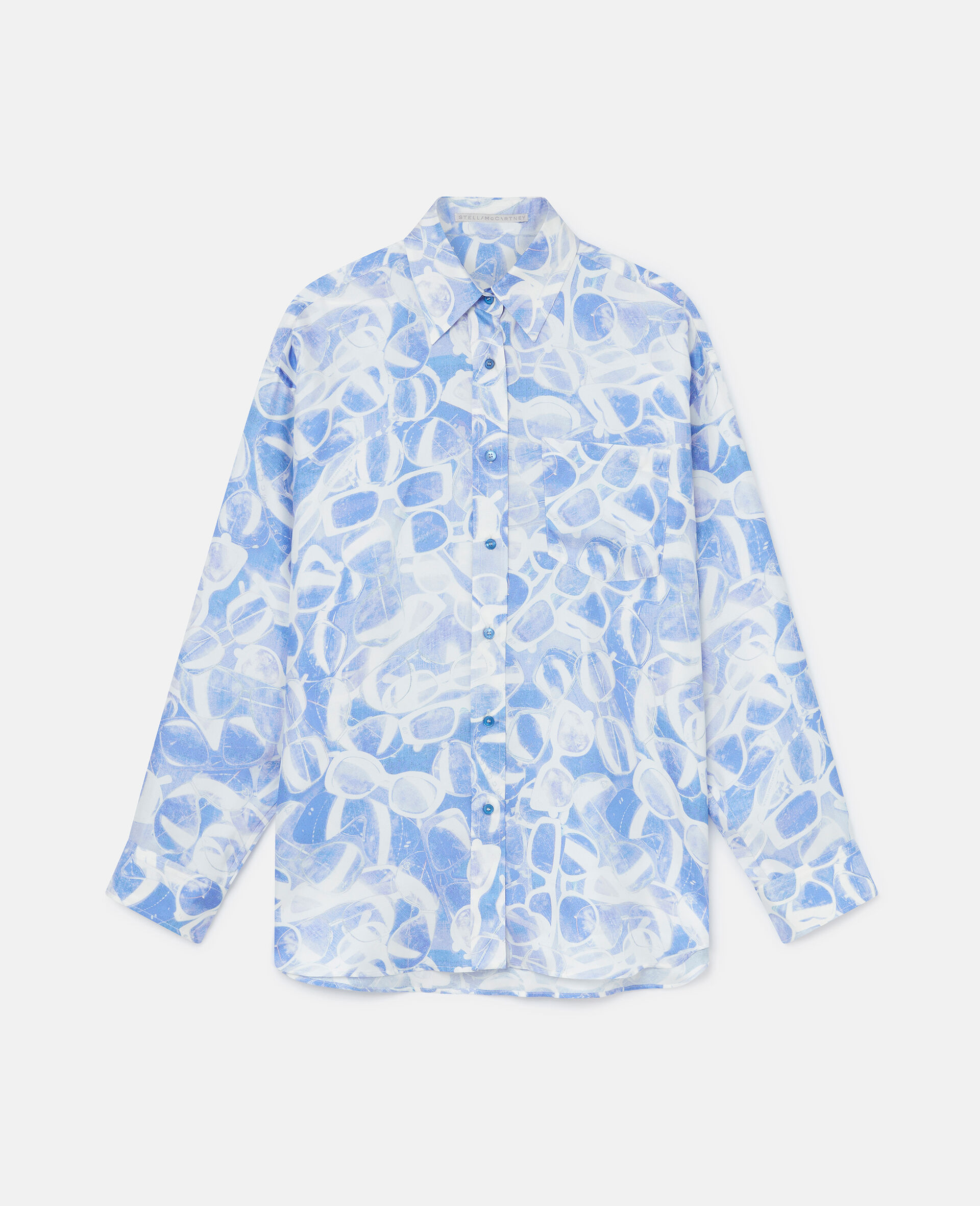 Sunglasses Print Long-Sleeve Shirt-Blue-large image number 0