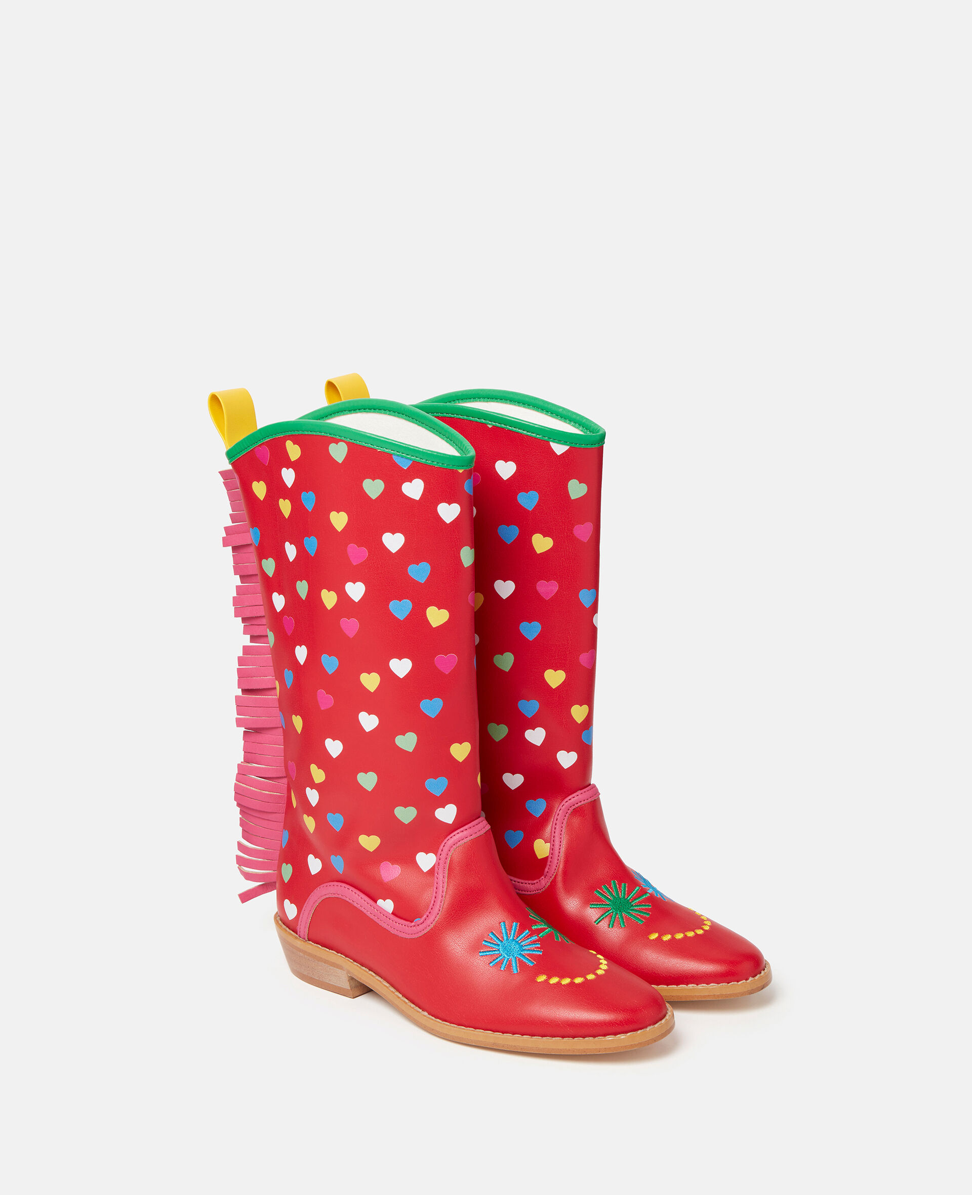 Cowboystiefel mit Herz Print und Fransen-Rot-large image number 1