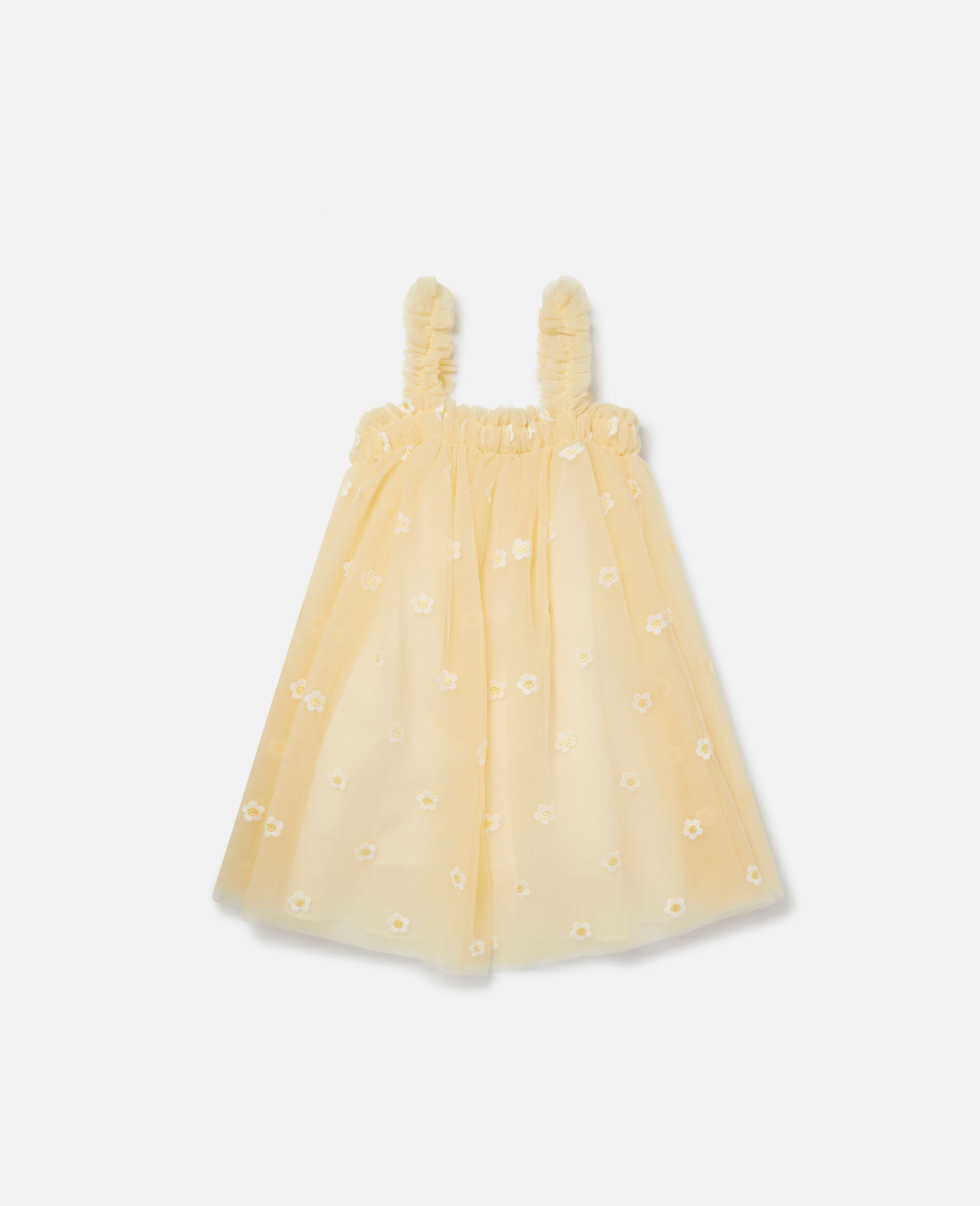 Daisy Embroidery Tulle Dress-Yellow-large image number 0