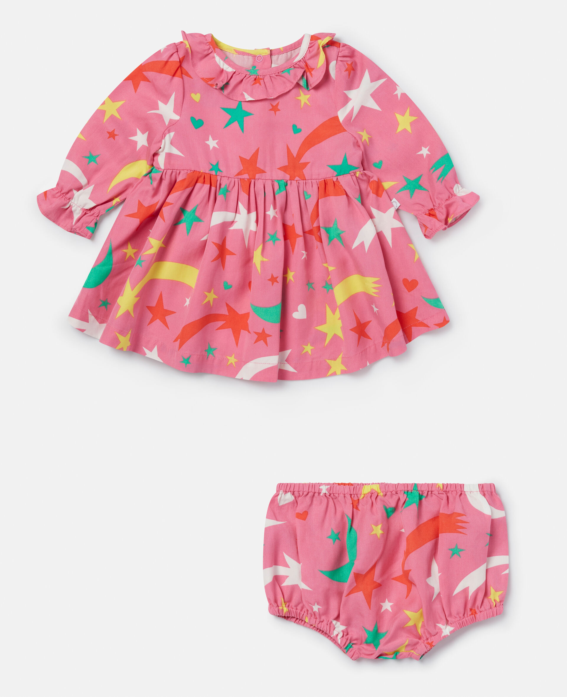 Shooting Star Print Twill Dress-Pink-large image number 0