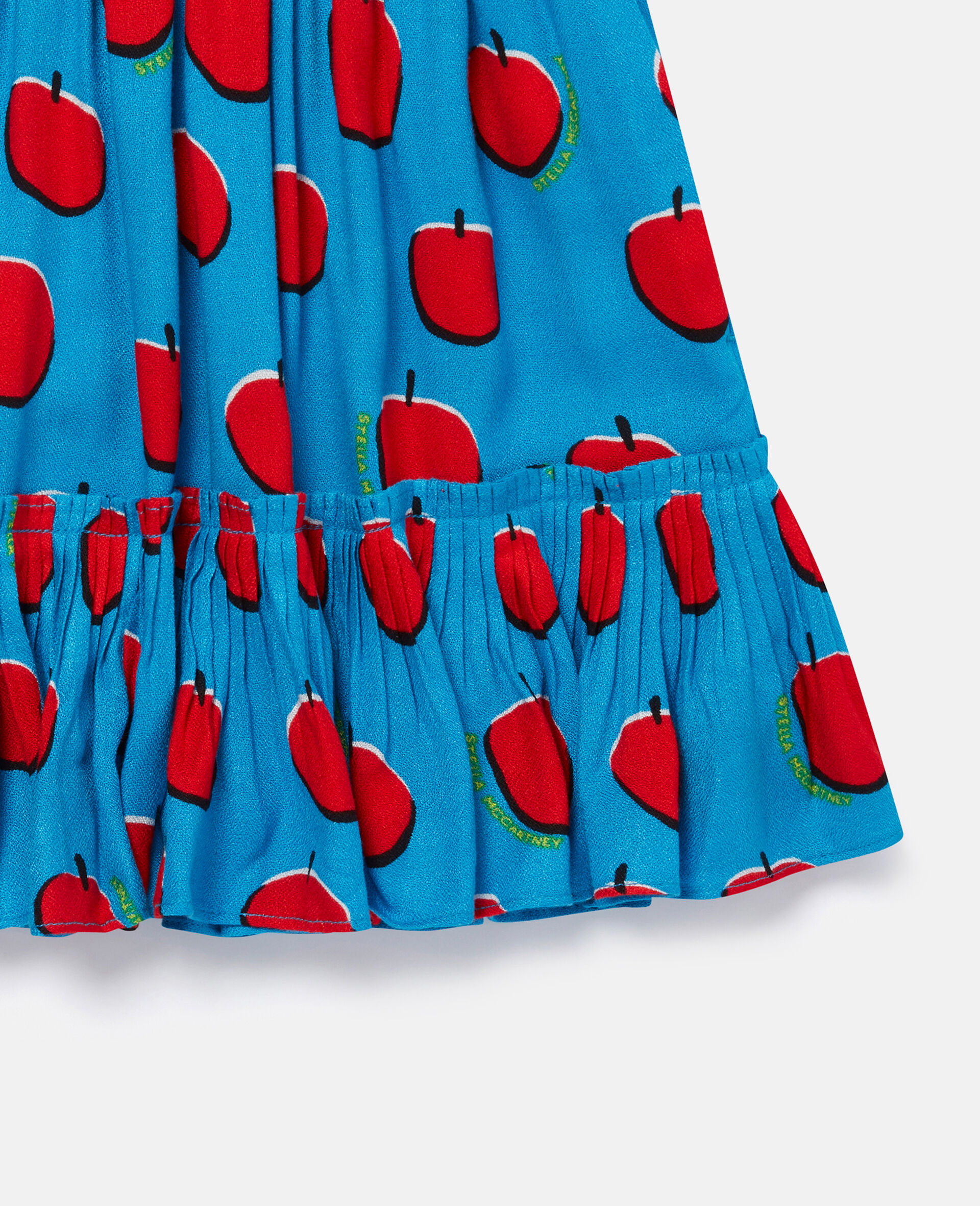 Apple Print Crepe Ruffle Skirt-Blue-large image number 1