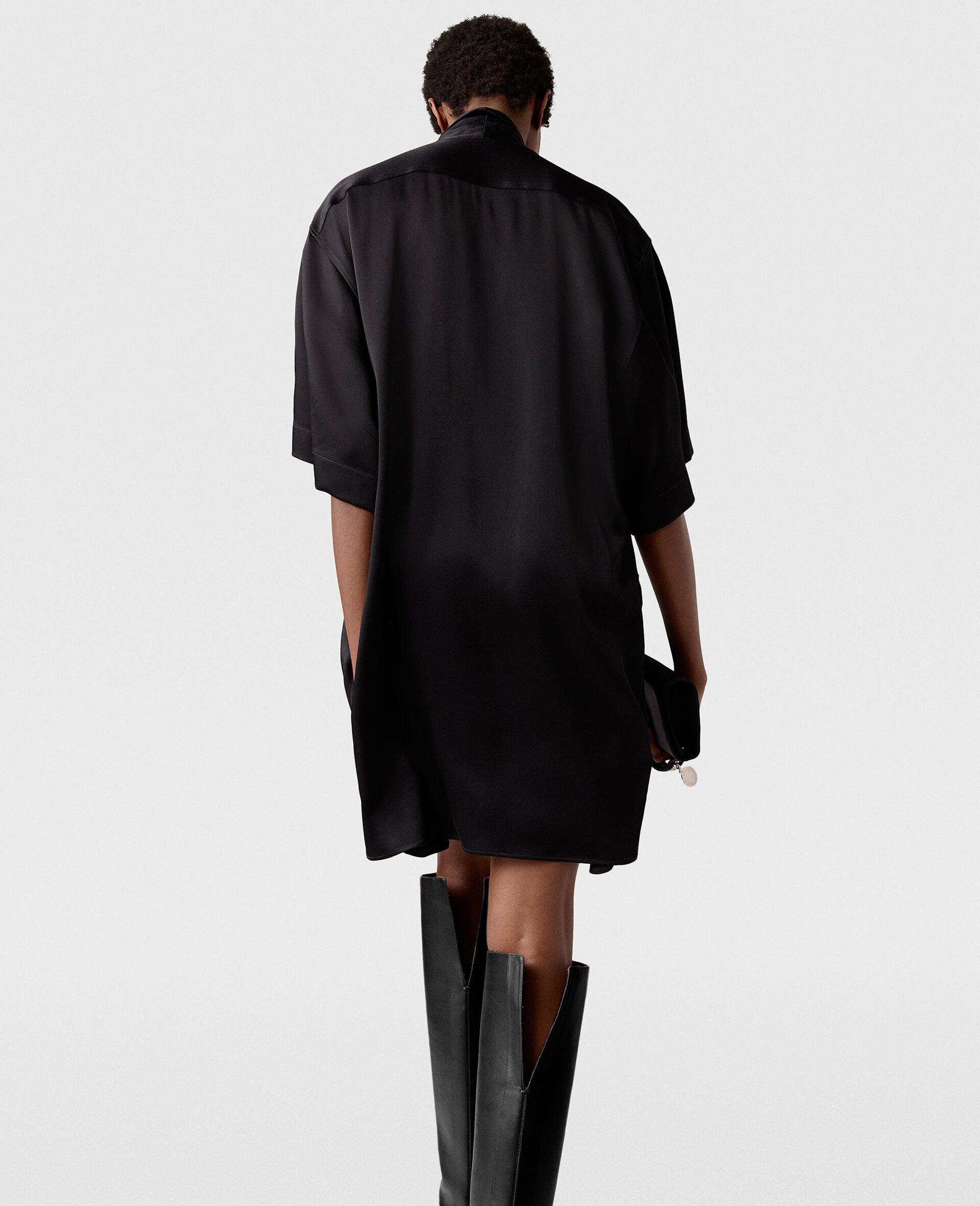 Tie Neck Mini Dress-Black-large image number 6