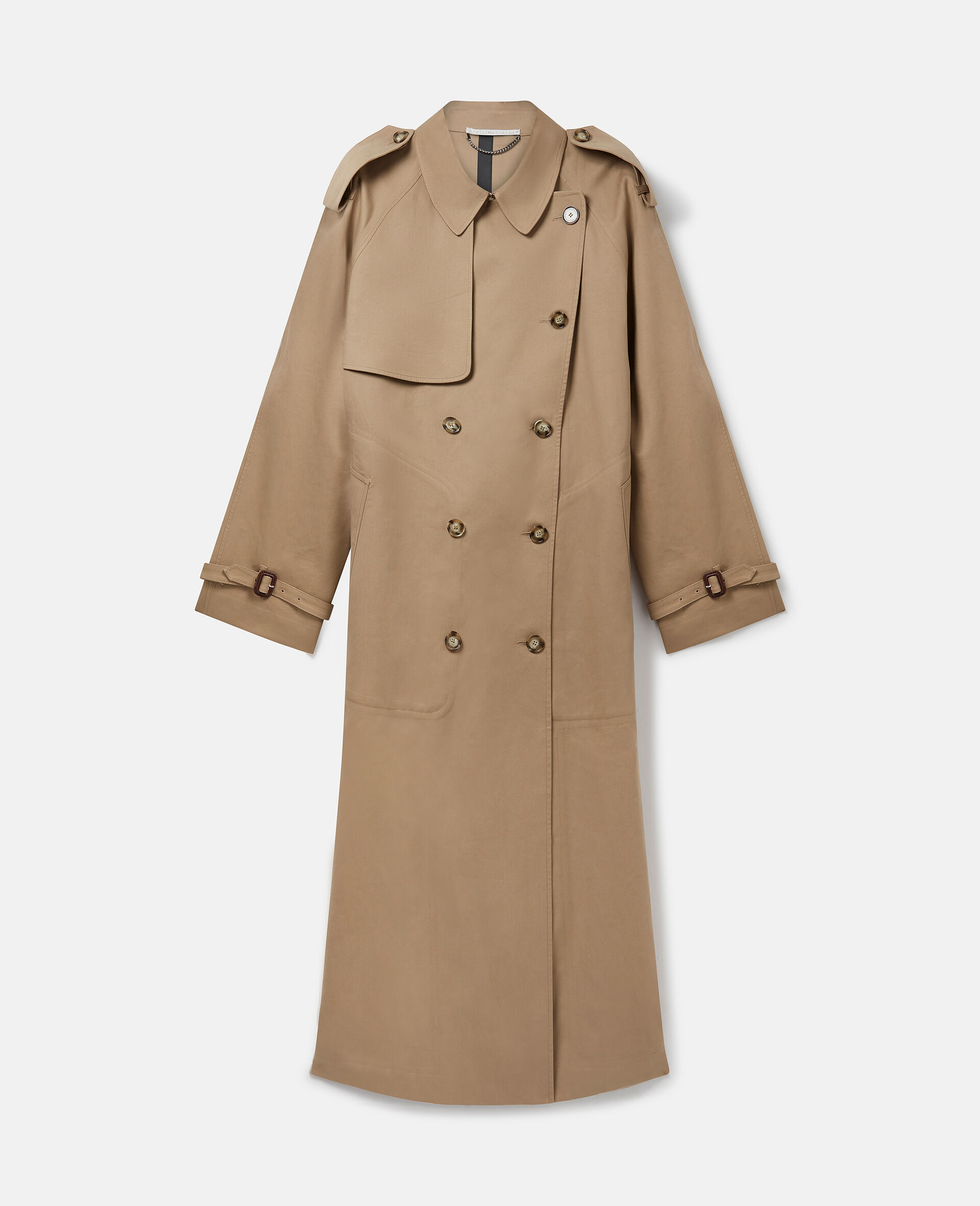 Trench-coat en coton avec ceinture-Vert-large image number 0