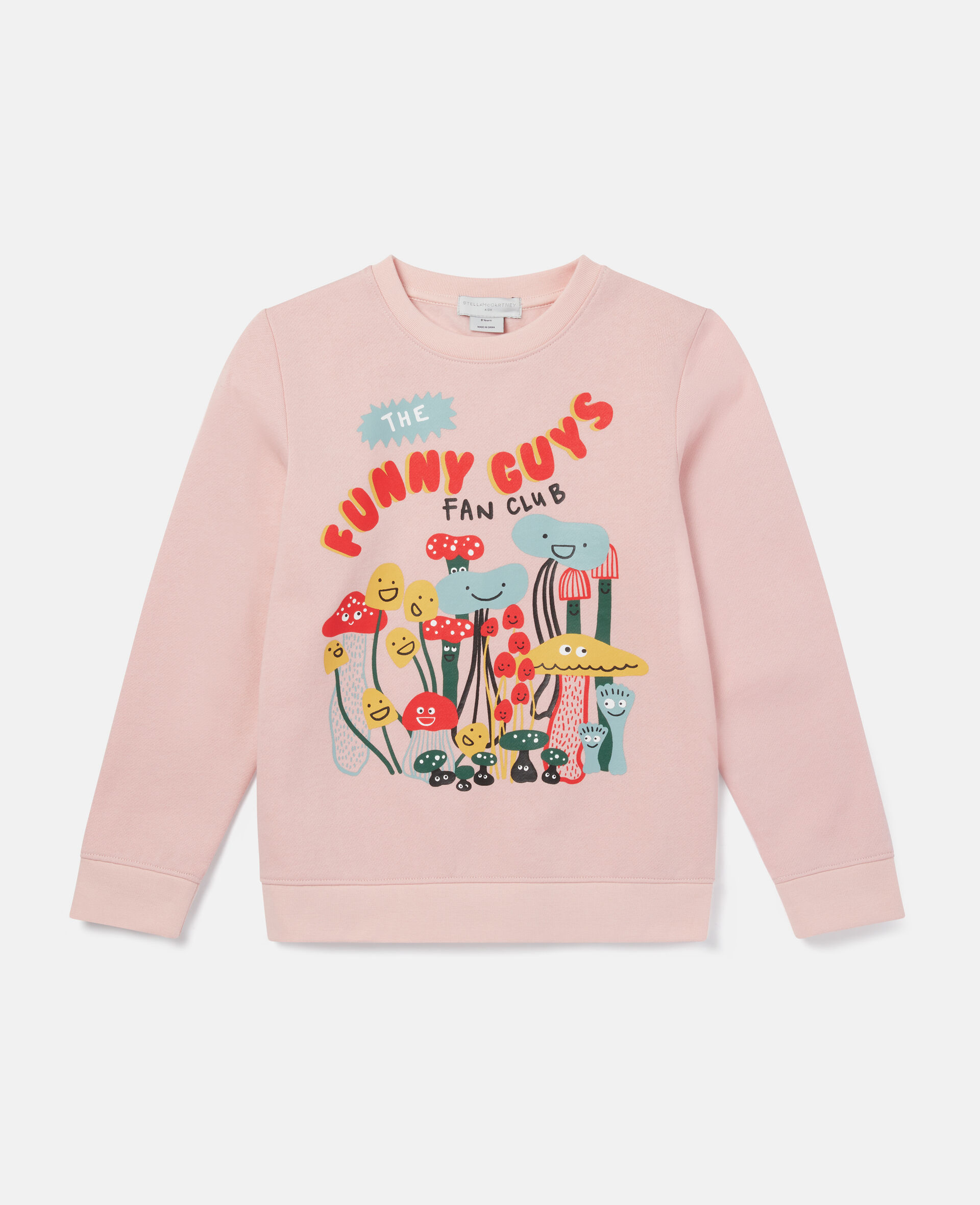 Mushroom Print Cotton Sweatshirt-Pink-large image number 0