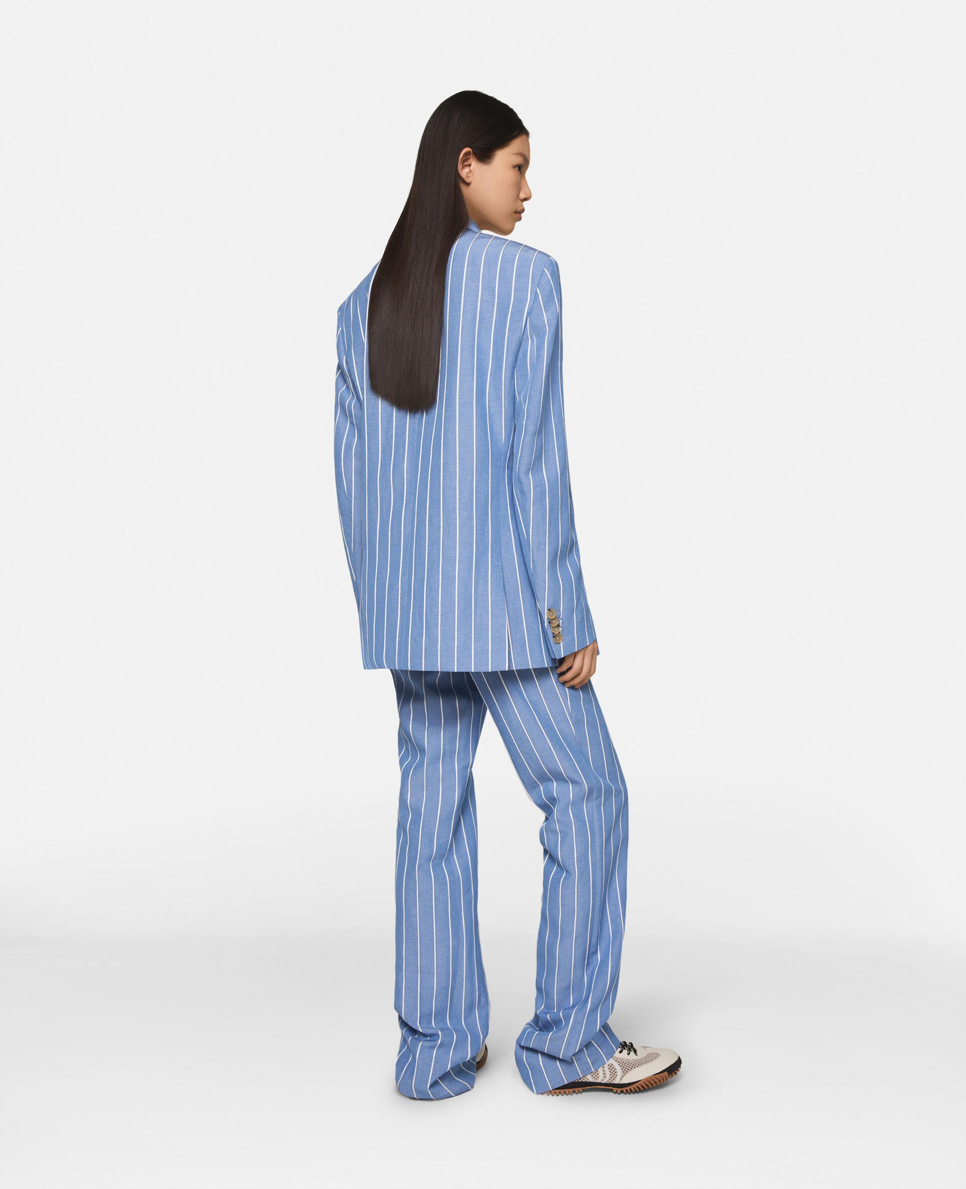 Blazer monopetto a righe-Blu-large image number 4