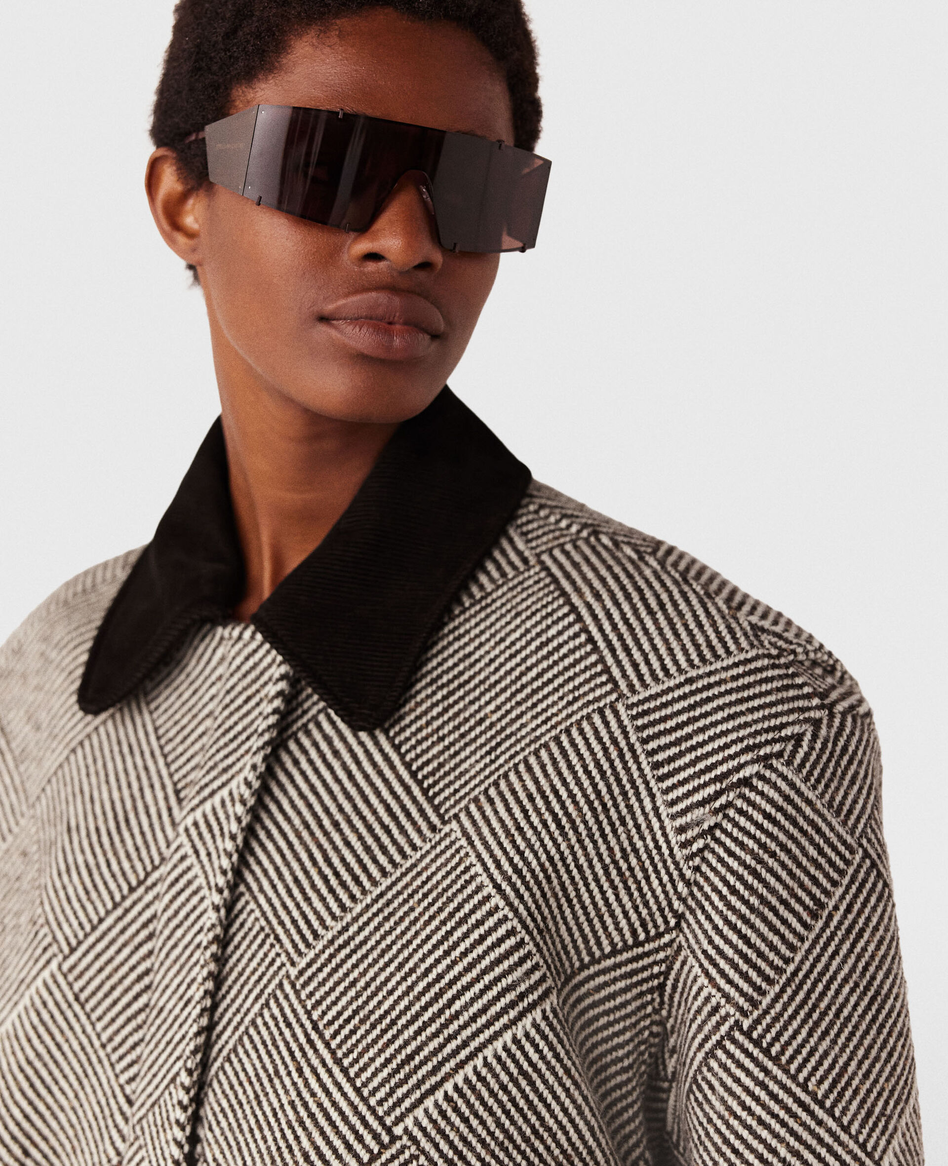 Oversized Tweed Bomber Jacket-Beige-large image number 3