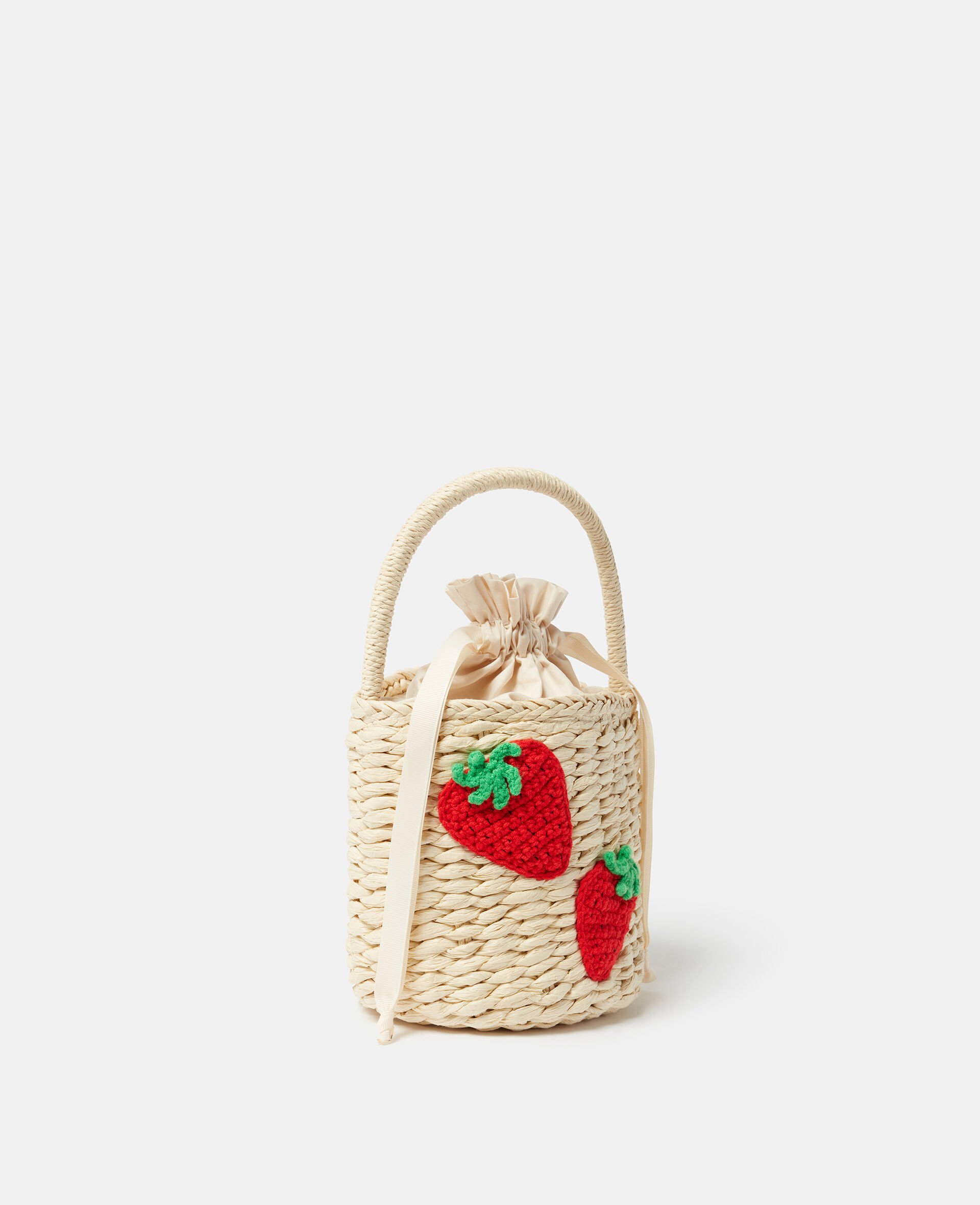 Strawberry Embroidered Straw Tote Bag-Beige-large Strawberry Embroidered Straw Tote Bag-Beige-large image number 1