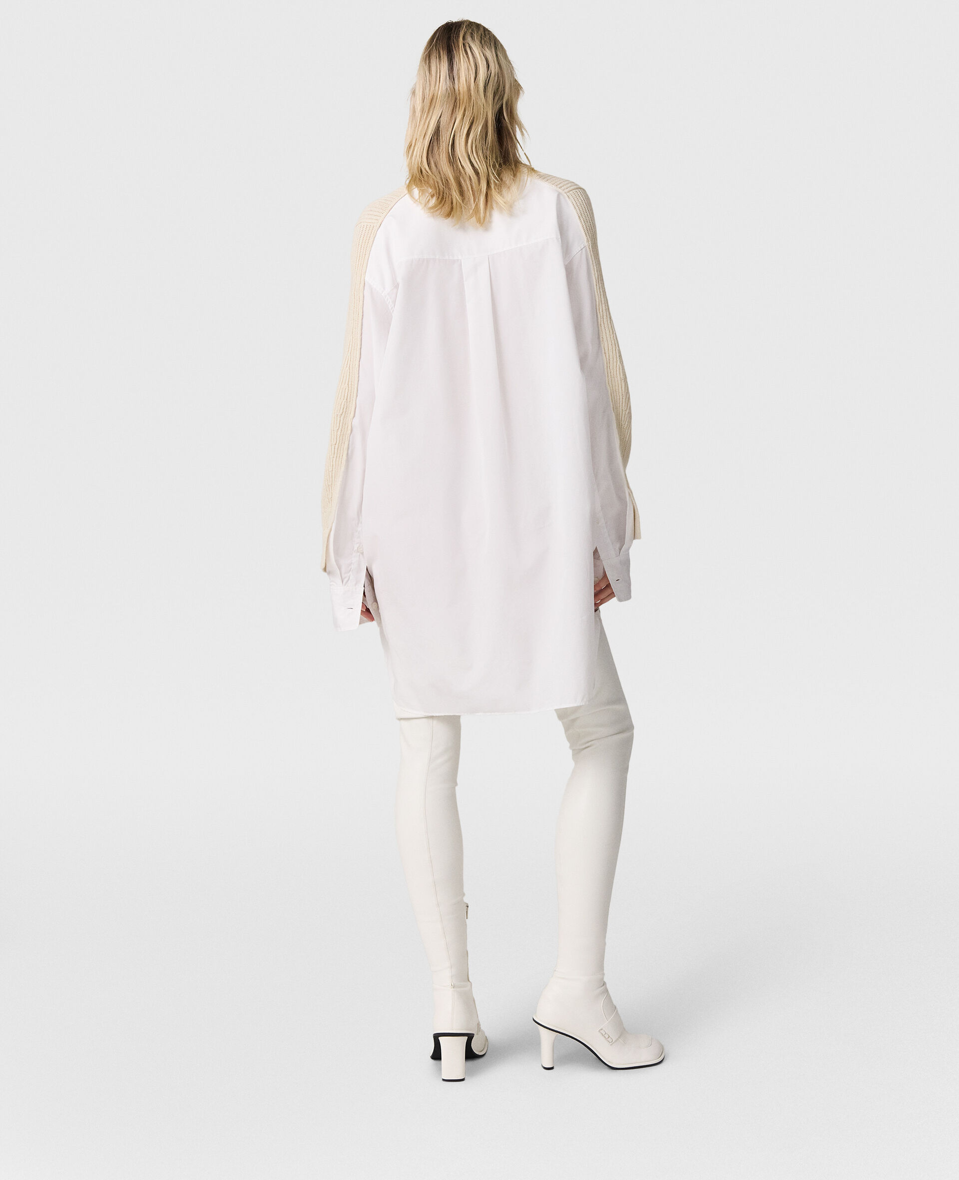 Hybrid Shirting V-Neck Sweater-Cream-large image number 4