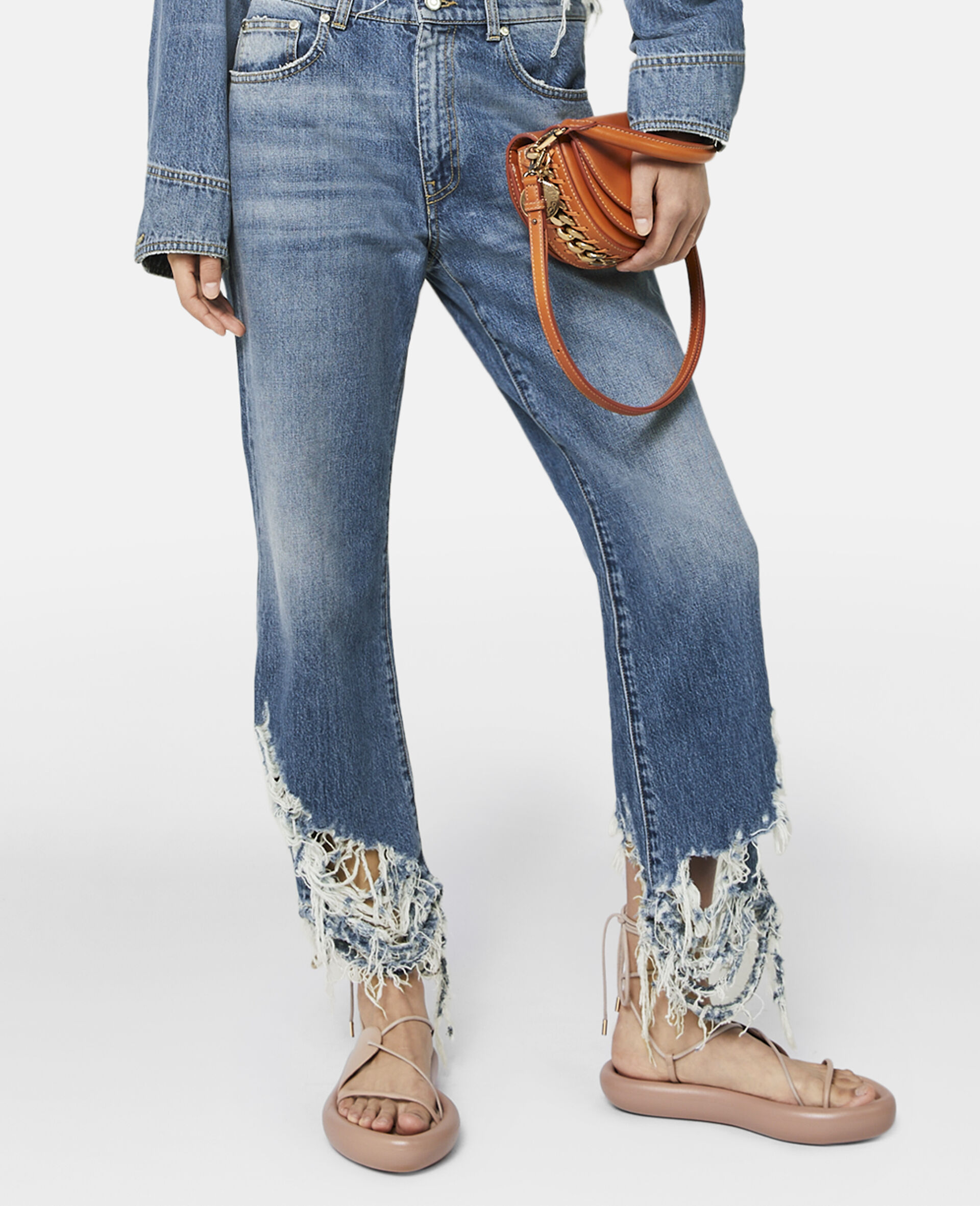 Vintage Wash Deconstructed Straight Leg Jeans-Blue-large image number 3