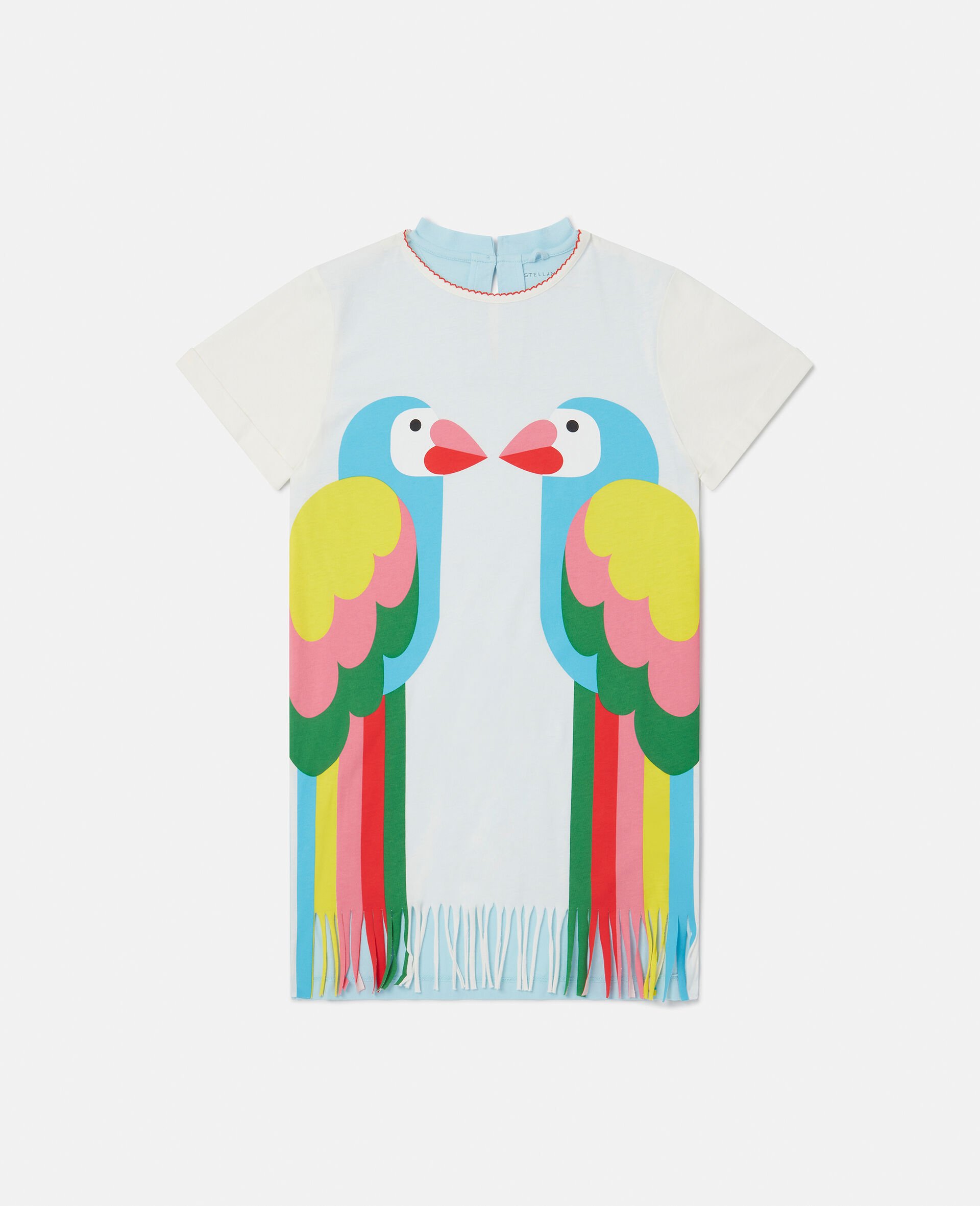 Palm Tree Print Dress-White-large image number 0