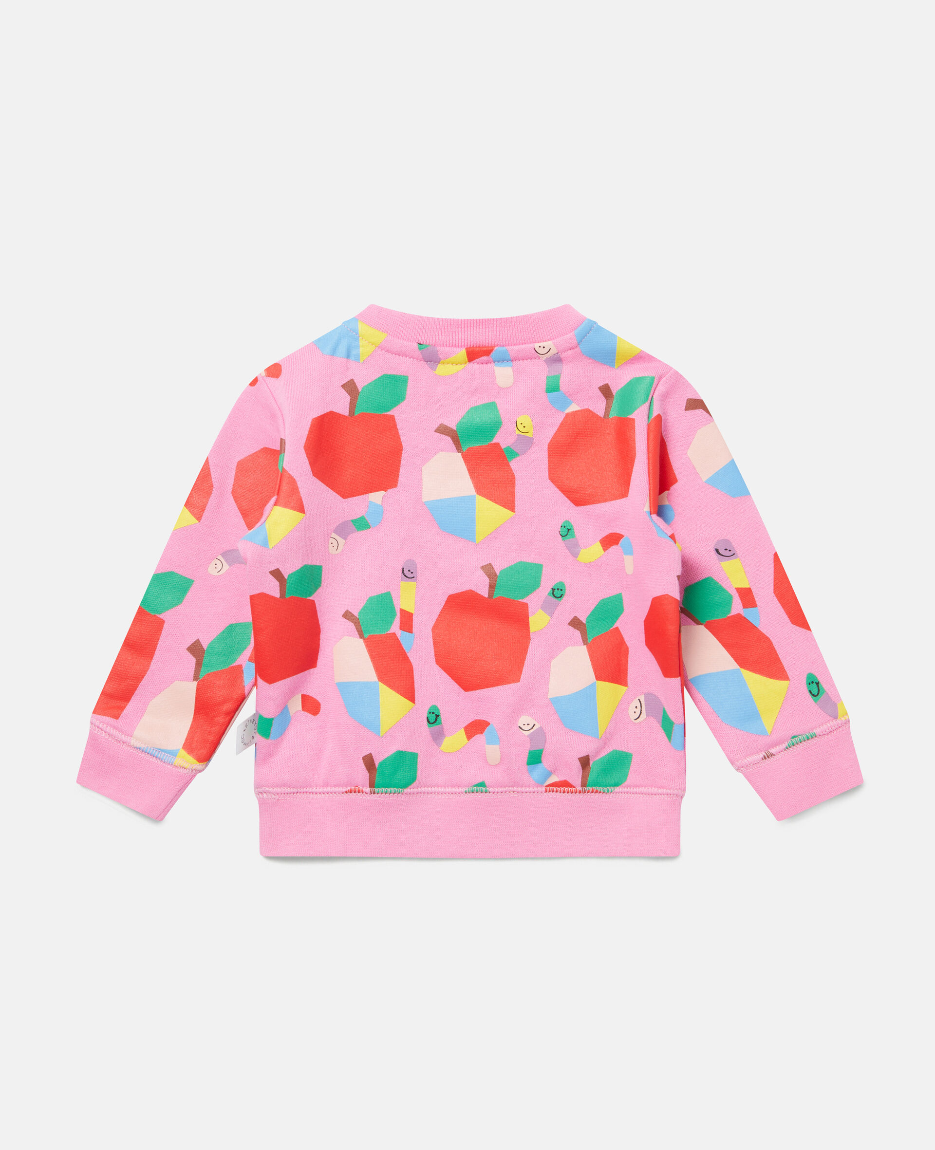 Cotton Fleece Apple and Worm Print Sweatshirt-Pink-large image number 3