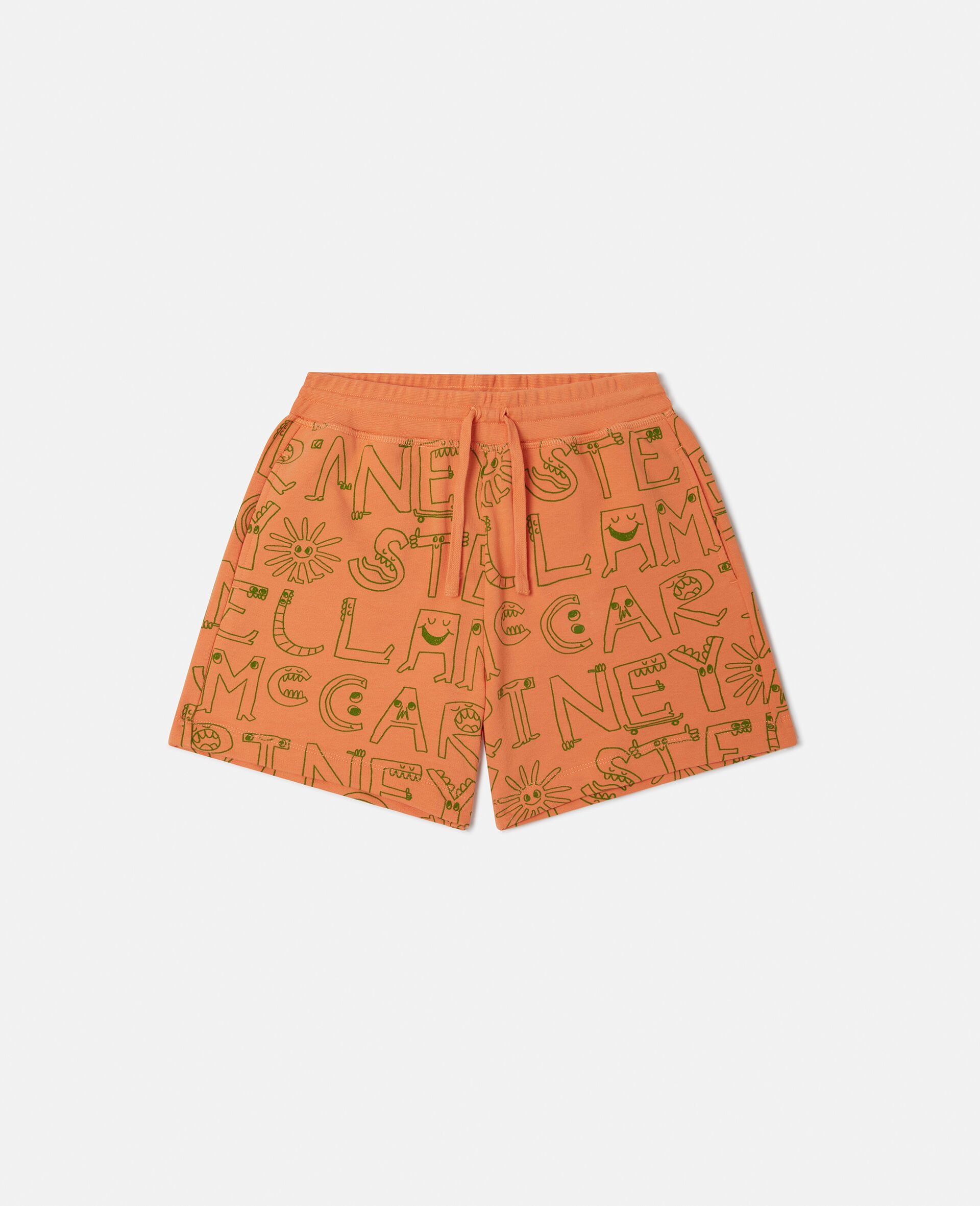 Brand Lettering Print Shorts-Orange-large image number 0
