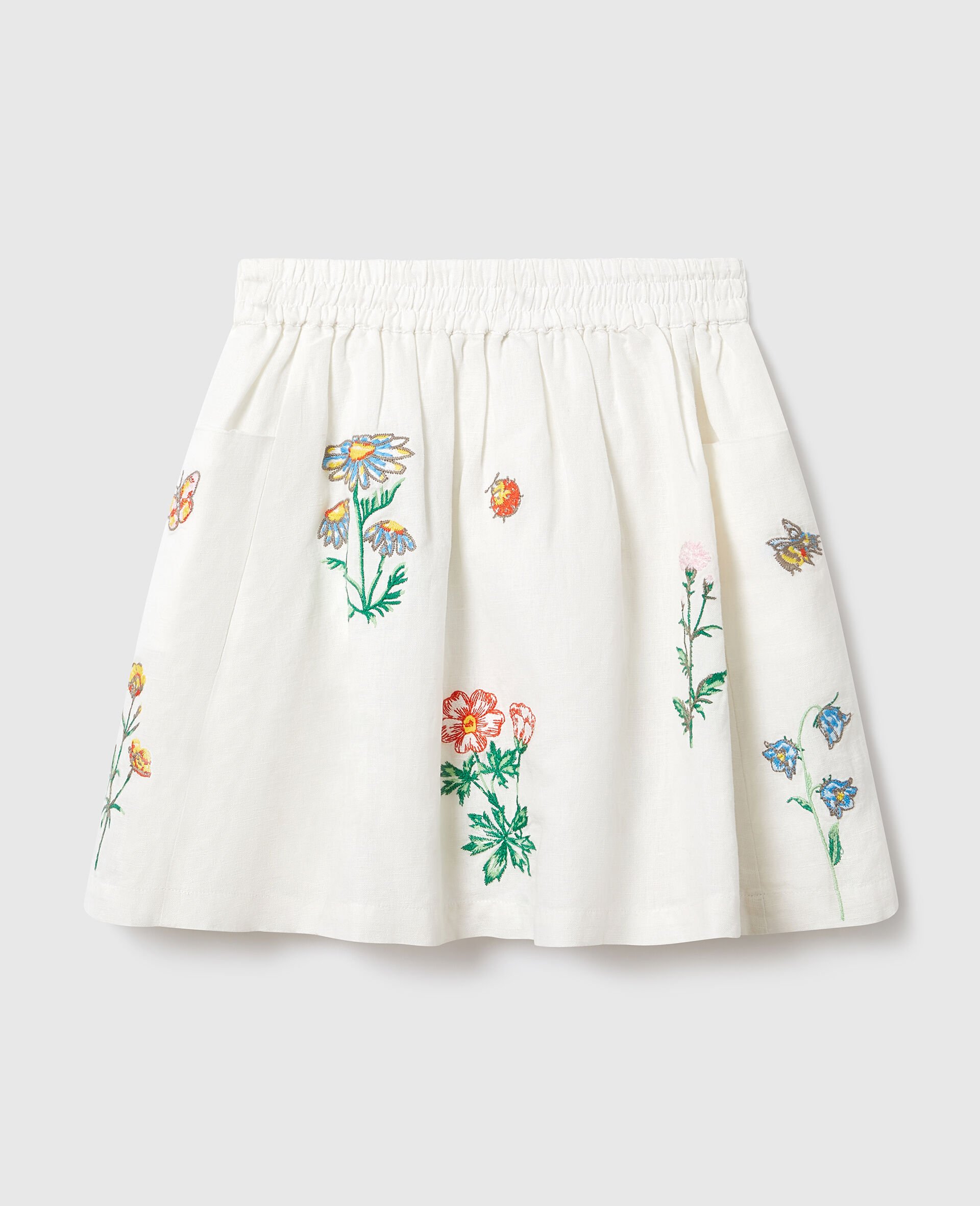 Flower Embroidered Skirt -Cream-medium