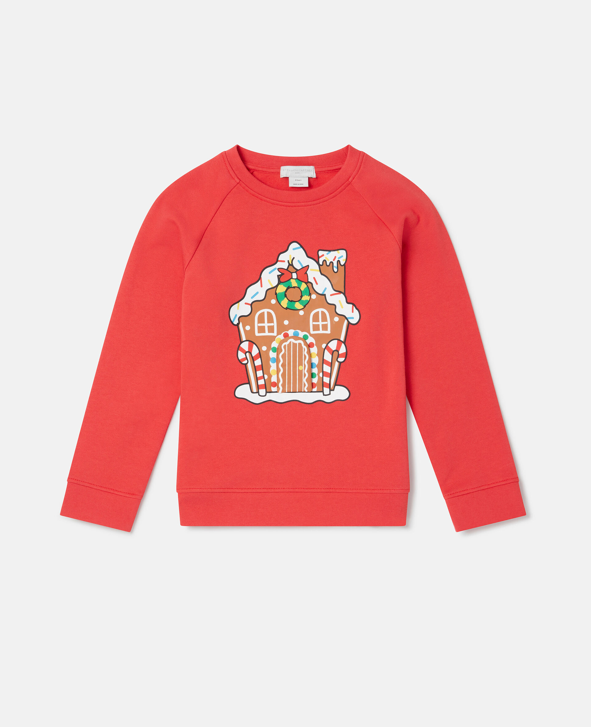 Gingerbread House Motif Sweatshirt-Red-large image number 0