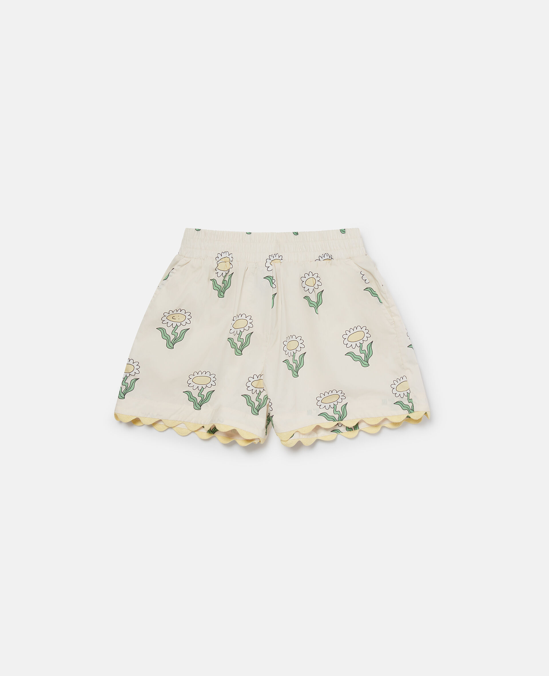 Daisies Elasticated Scalloped Trim Shorts-Cream-large image number 0