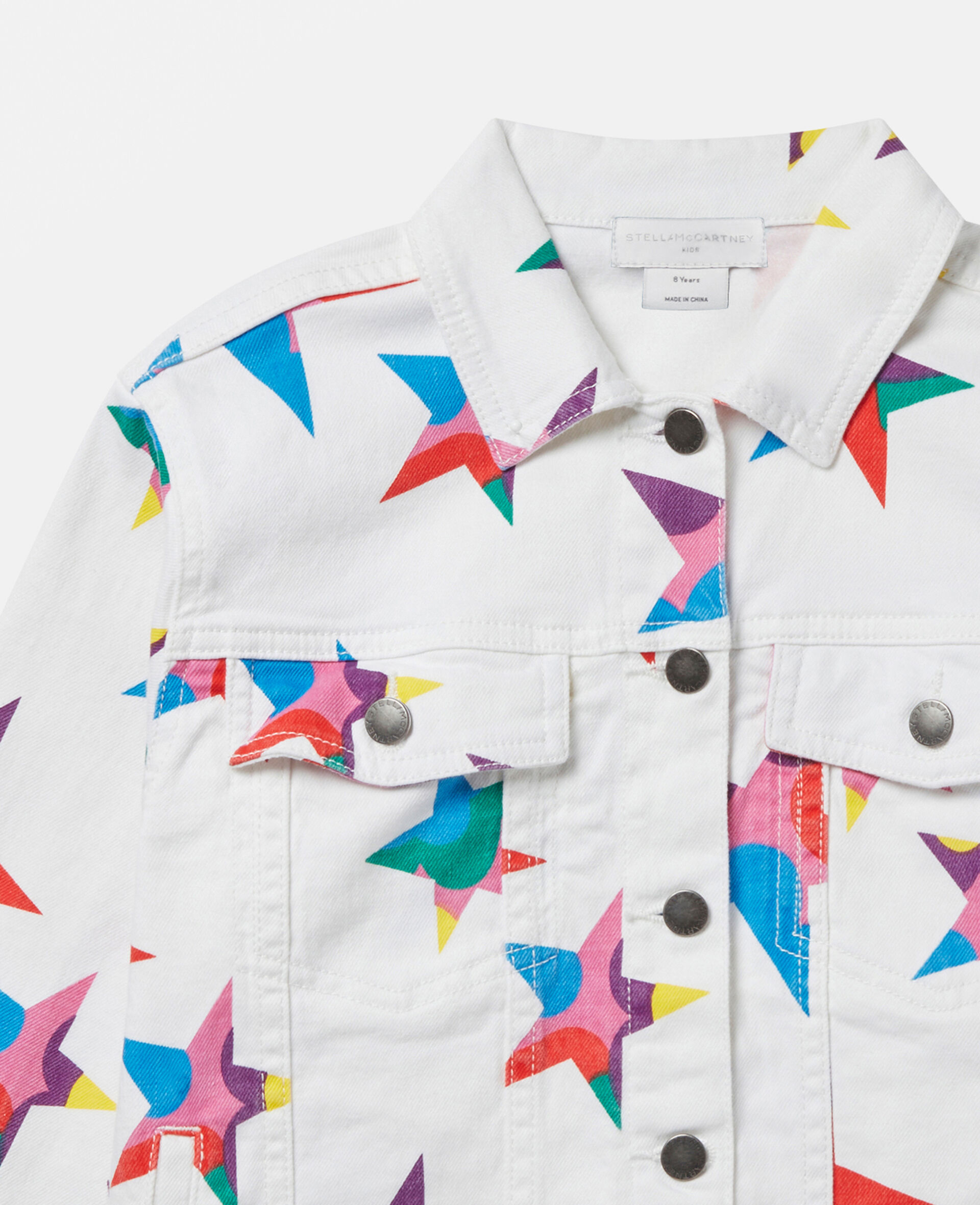 Veste en denim a imprime etoile-Blanc-large image number 1