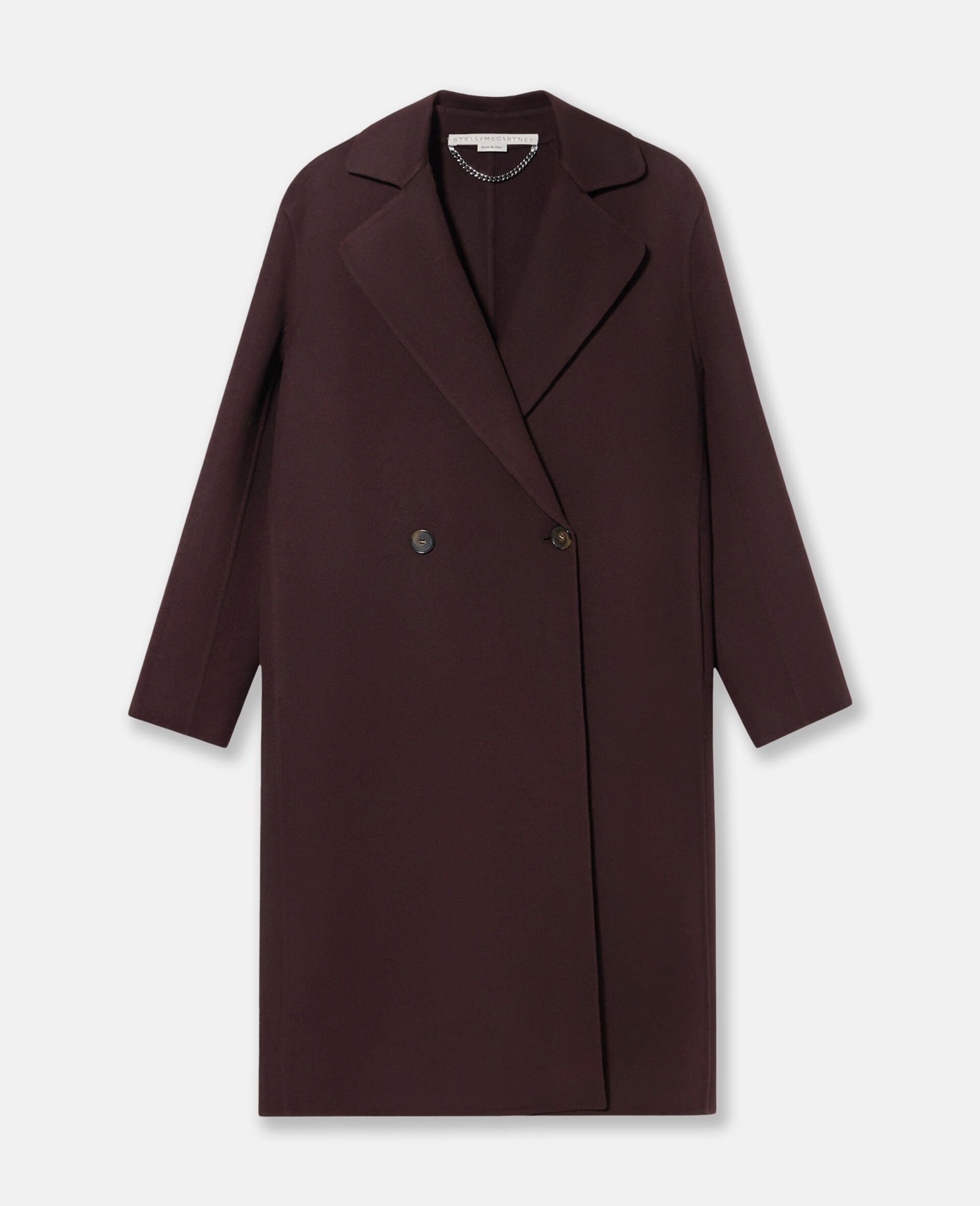 Double Breasted Longline Coat-Brown-medium