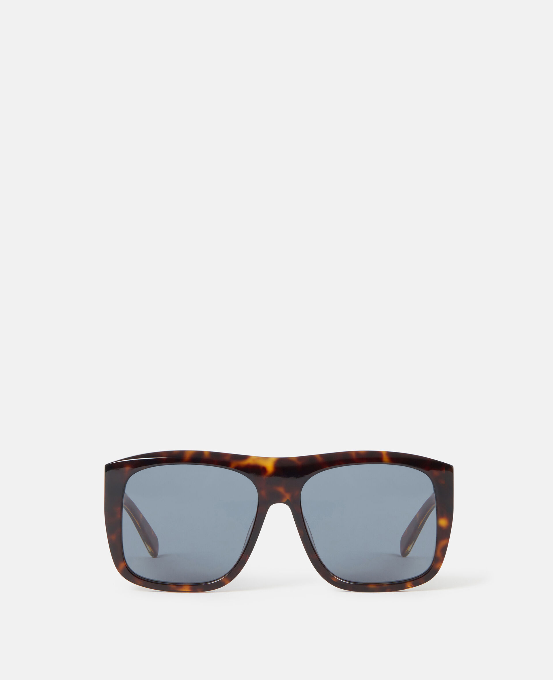 Straight-Edge Square Sunglasses-Brown-model
