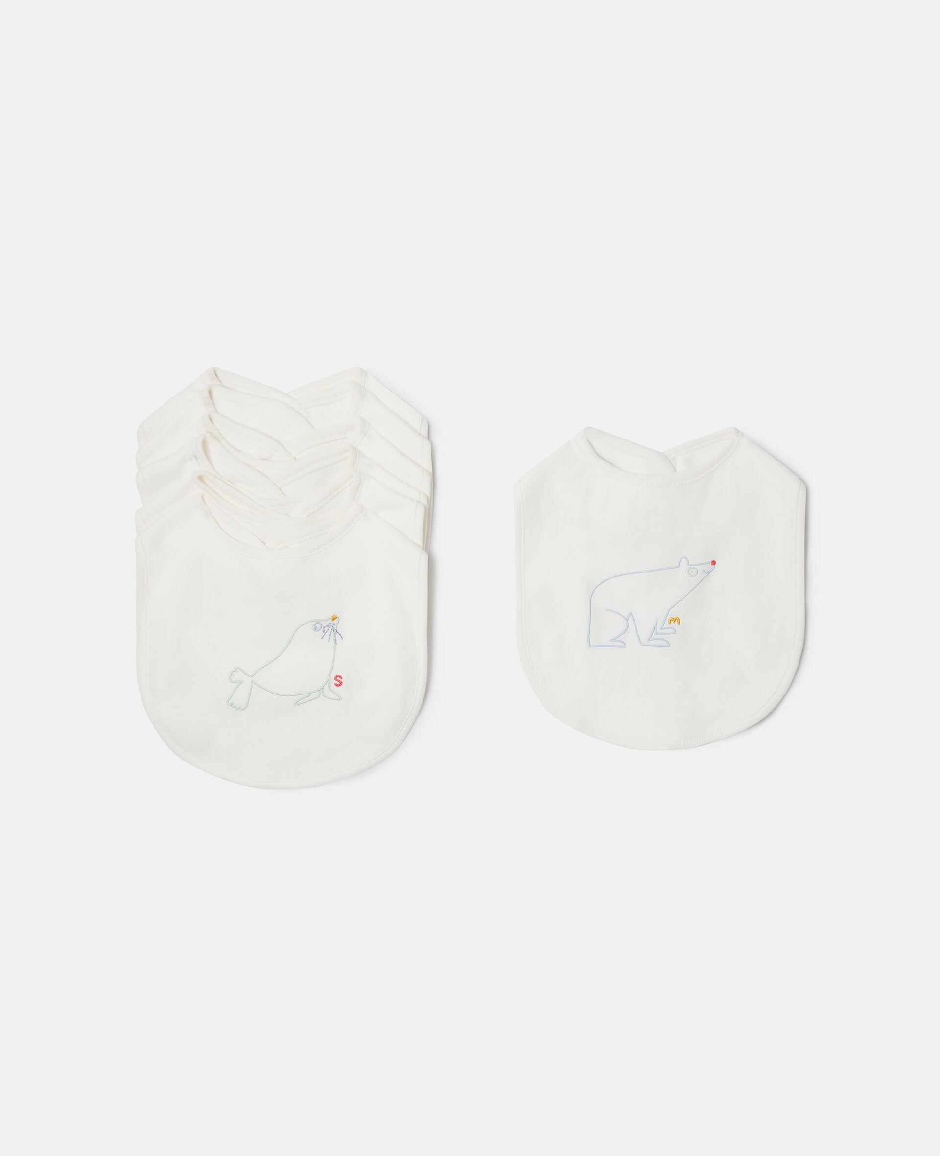 7 Pack of Animal Embroidery Bibs-White-large image number 0