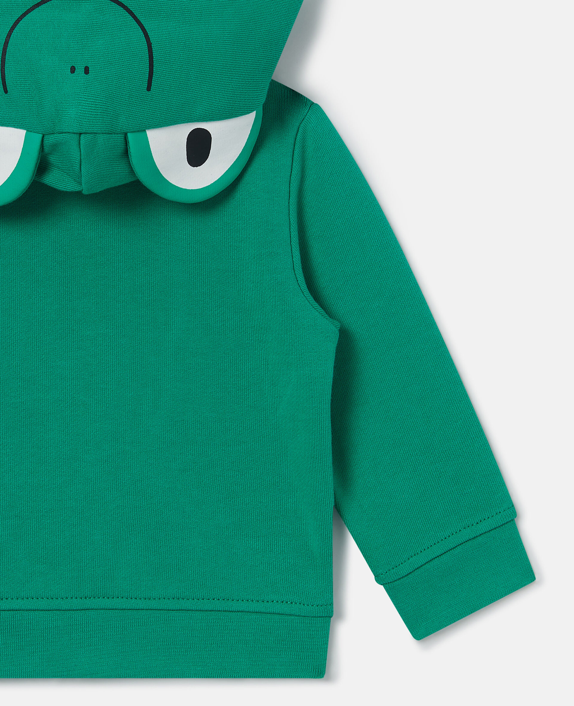 Sweat shirt graphique zippe a capuche avec grenouille-Vert-large image number 3