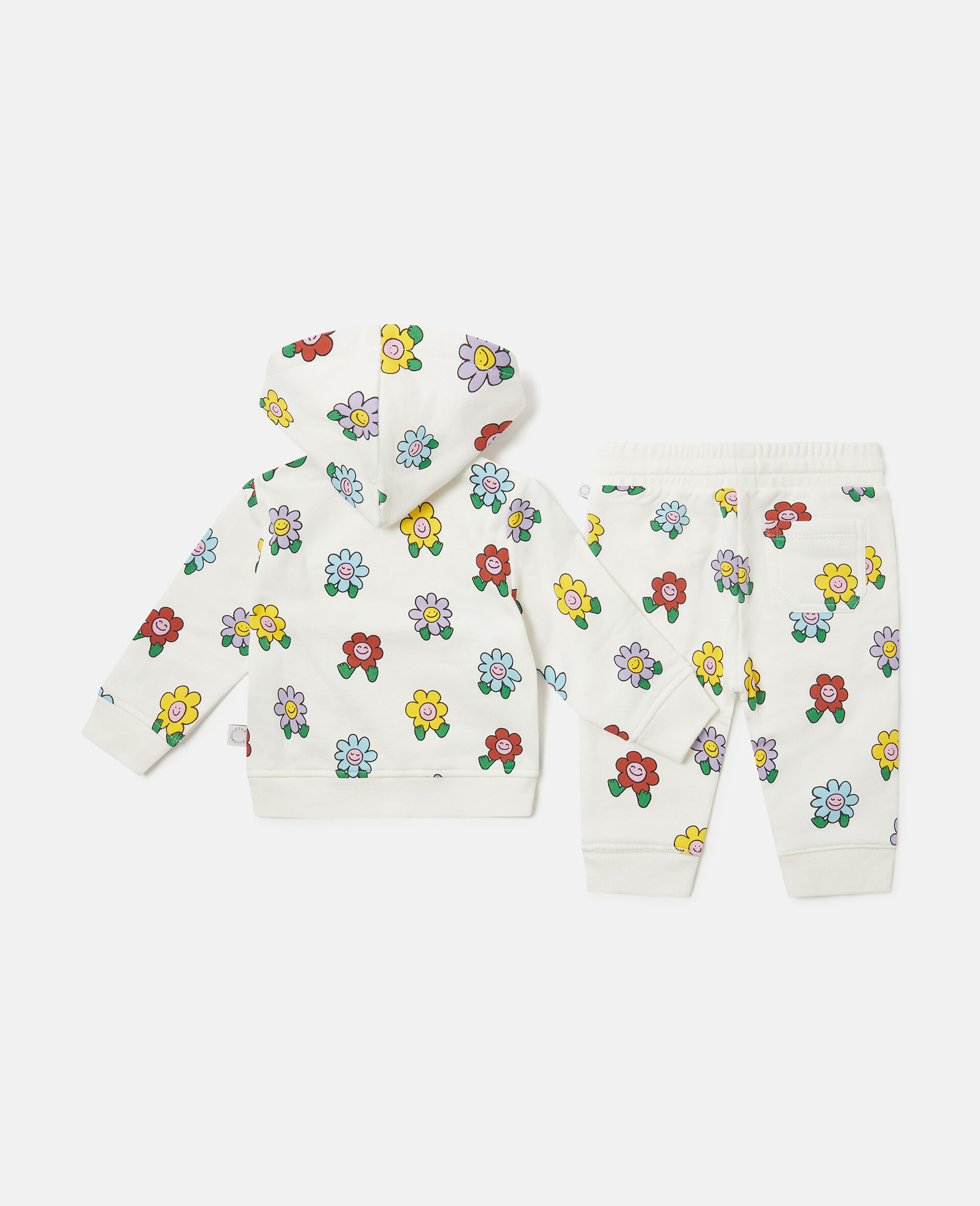 Flower Print Tracksuit Set-White-large image number 2