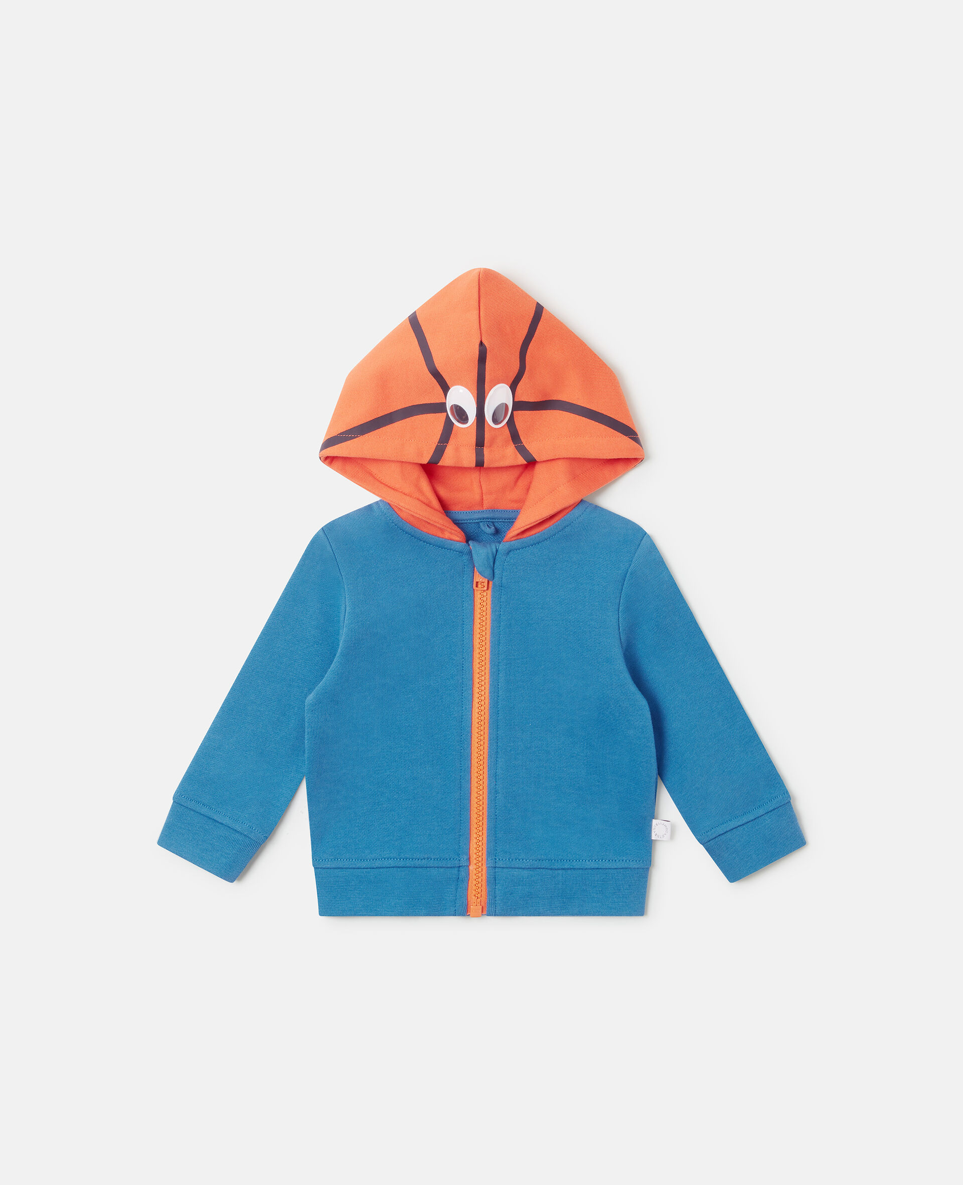 Basketball Hood Zip Hoodie-Blue-medium