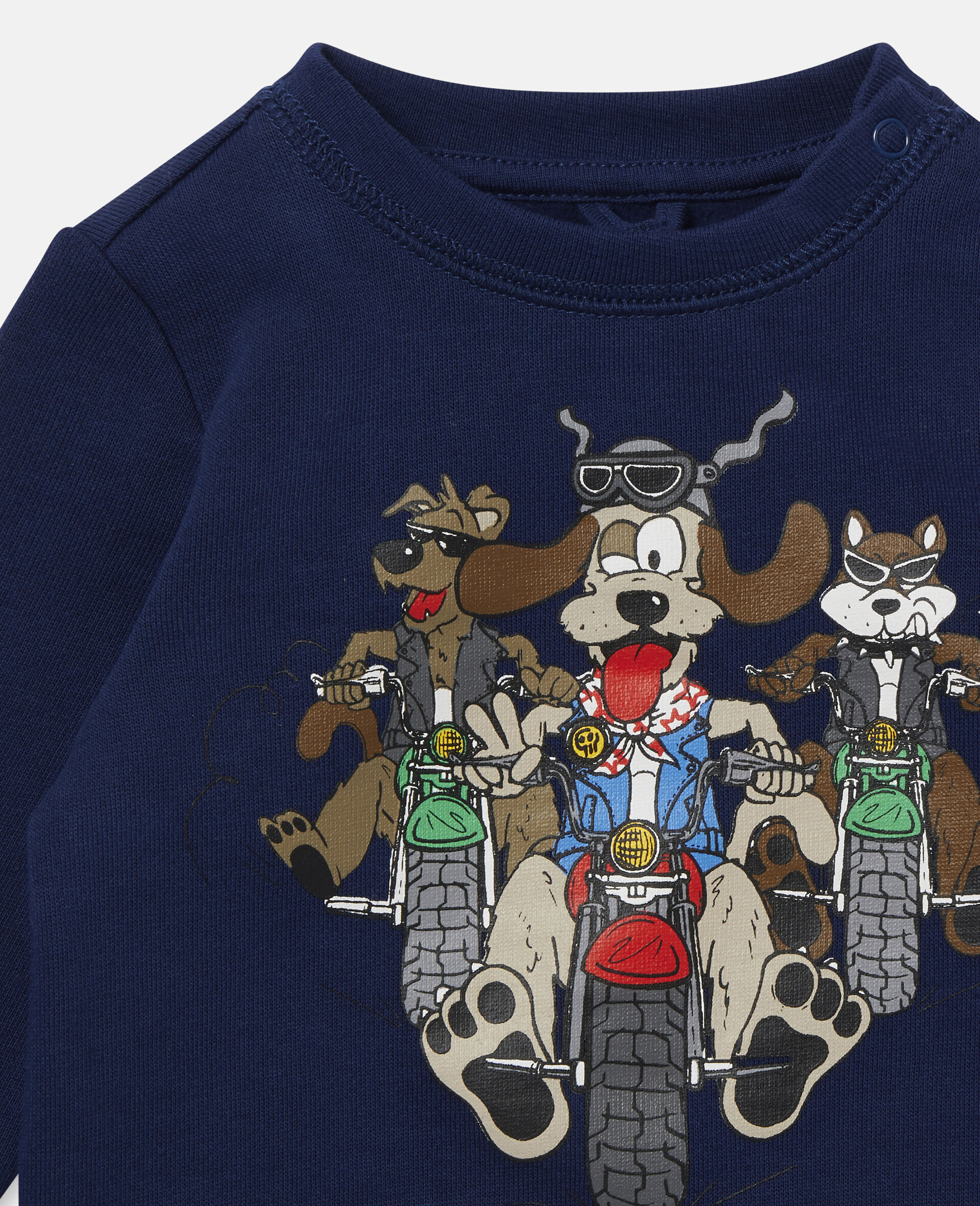 Sweat-shirt en polaire imprimé chiens motards-Bleu-large image number 1