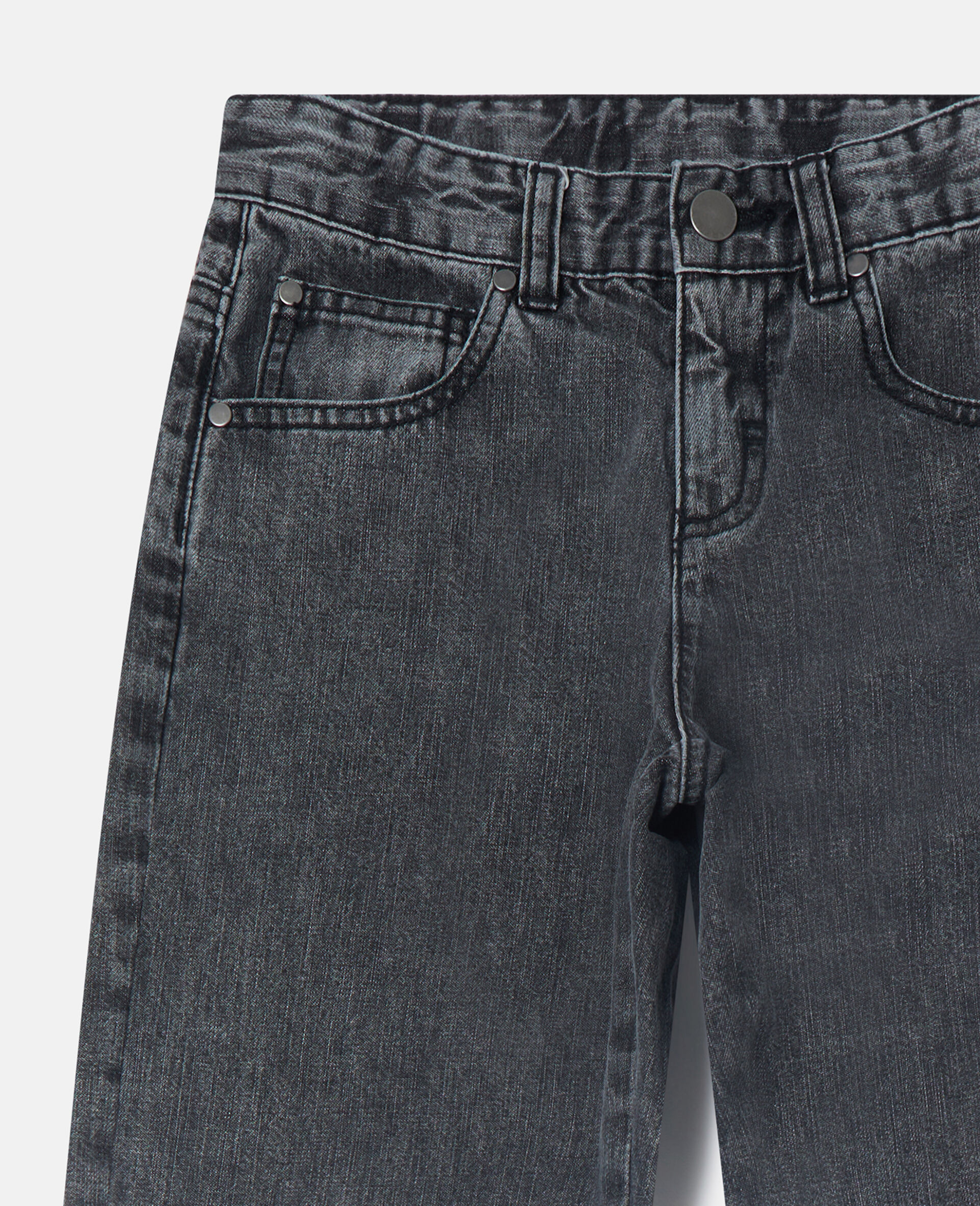 Denim-Jeans mit geradem Bein und kontrastfarbenen Einsätzen-Schwarz-medium Denim-Jeans mit geradem Bein und kontrastfarbenen Einsätzen-Schwarz-medium