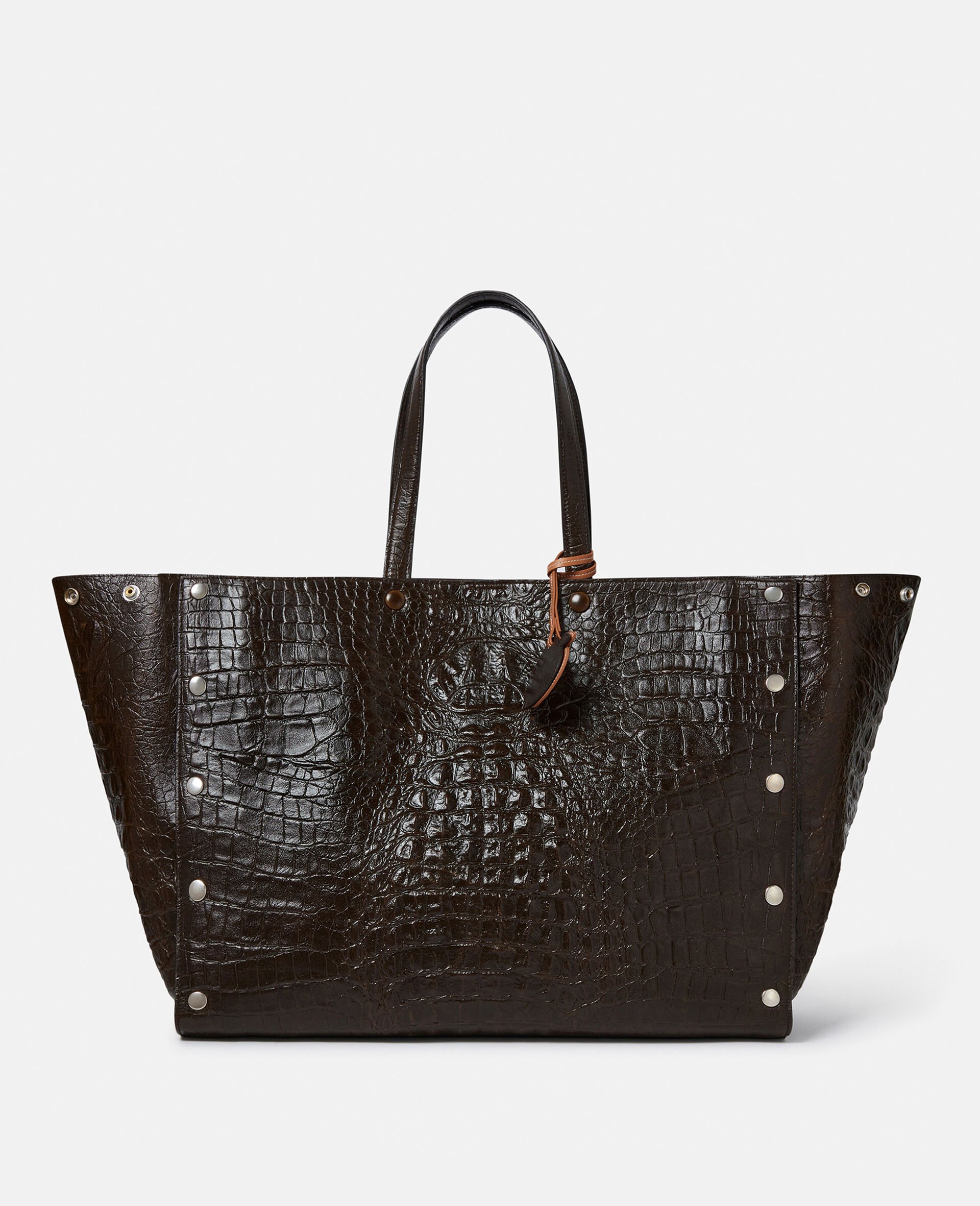 Stella Studs Large Croc-Embossed Tote Bag-Brown-medium