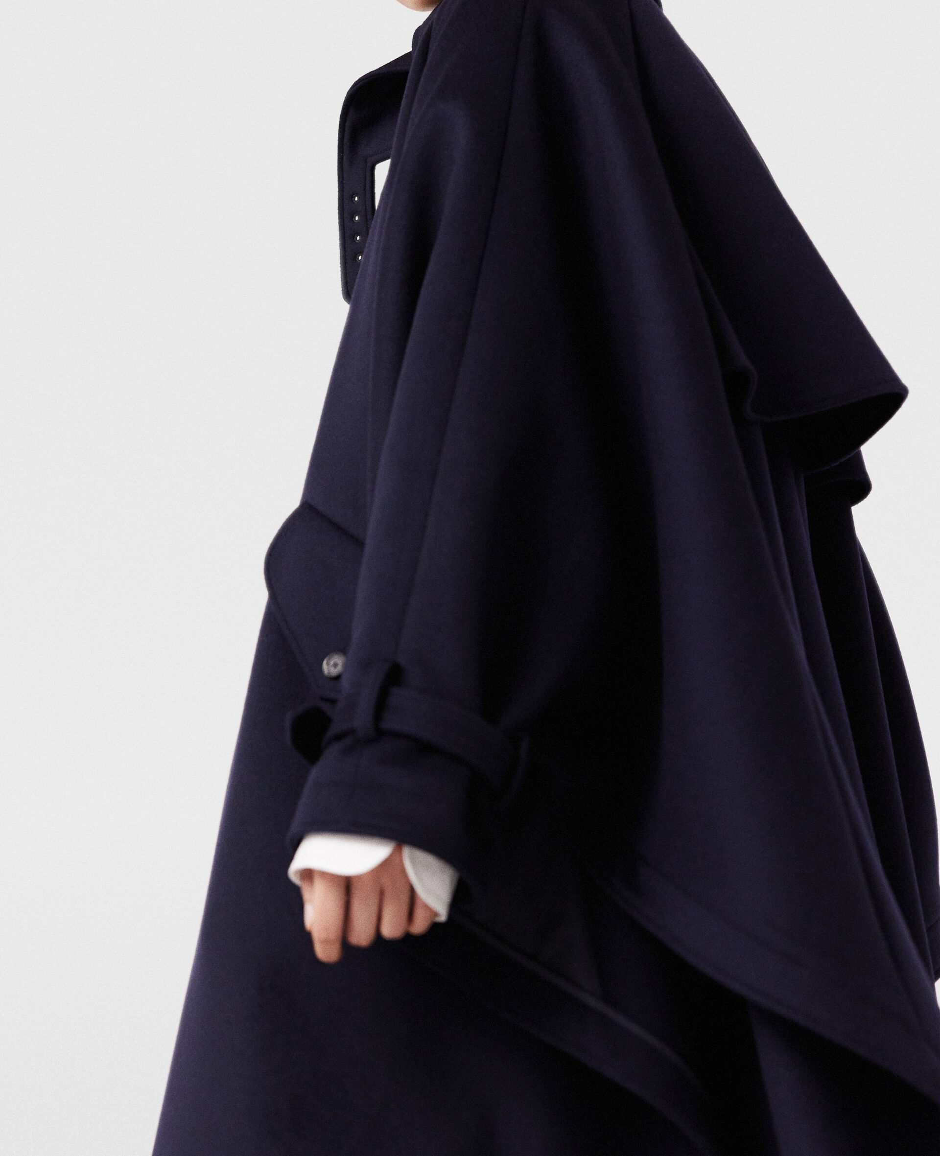 High-Neck A-Line Trench Coat-Blue-large image number 2