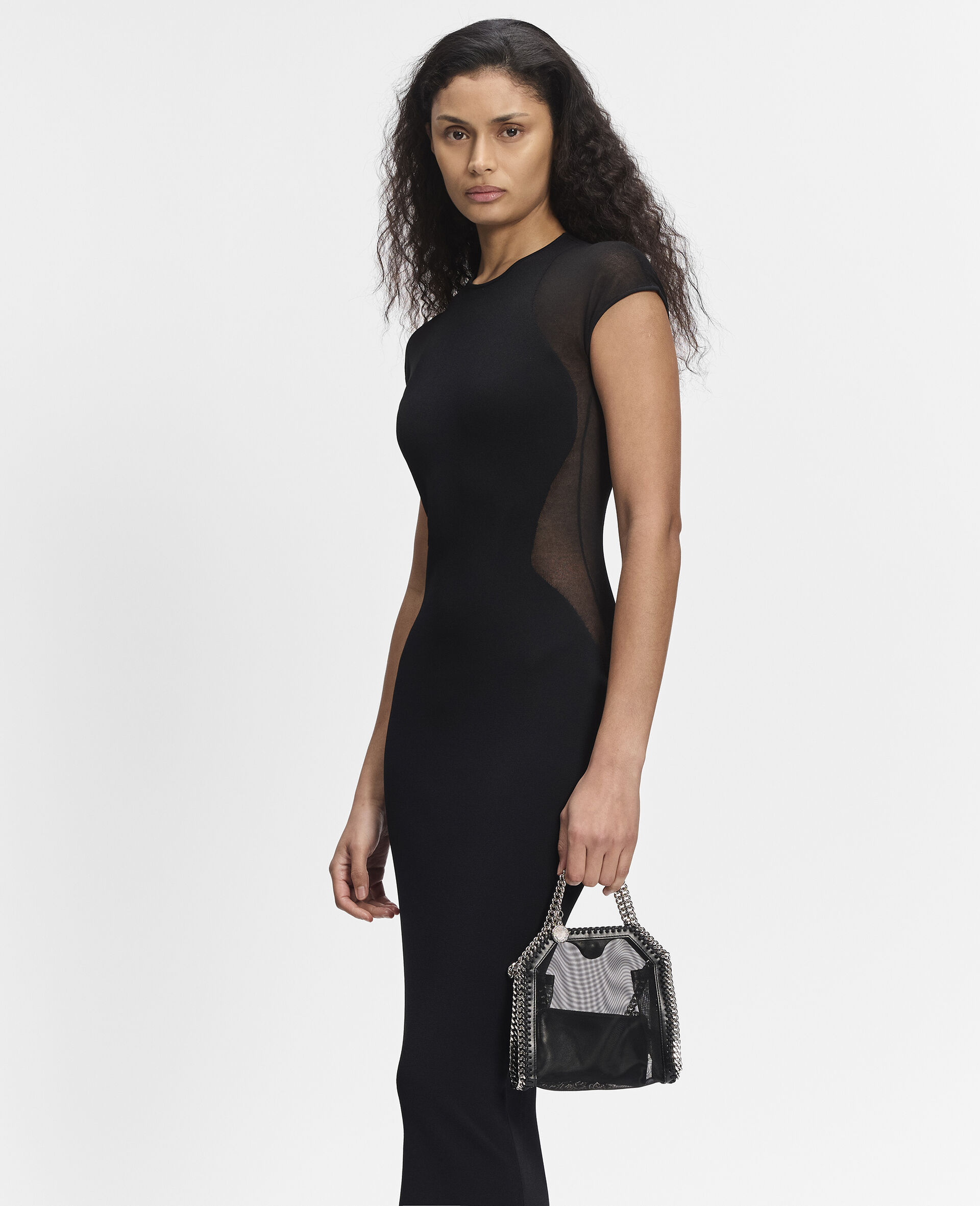 Robe a manches courtes en maille compacte Miracle-Noir-large image number 4