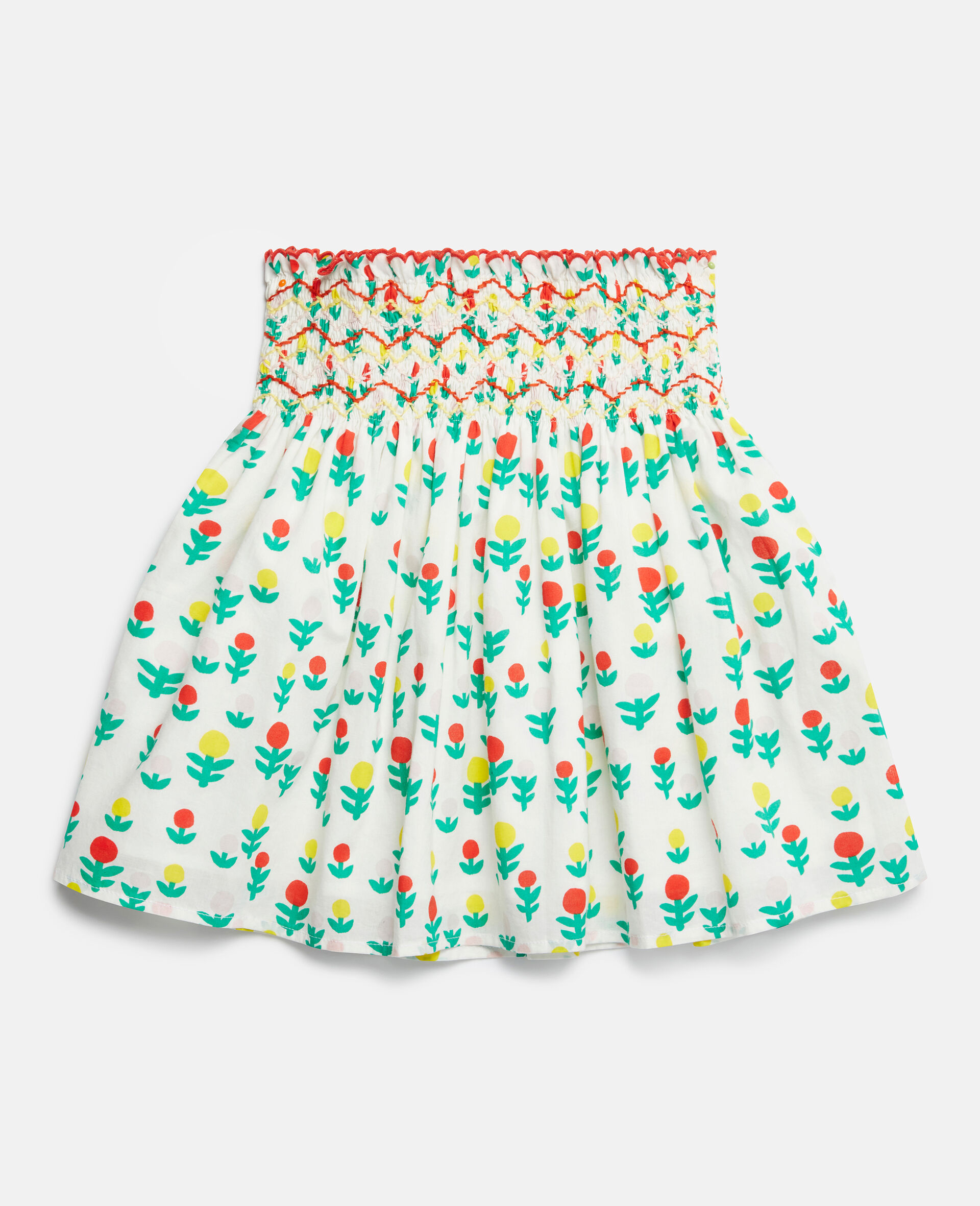 Dreamy Flower Print Smocked Skirt-White-large image number 2