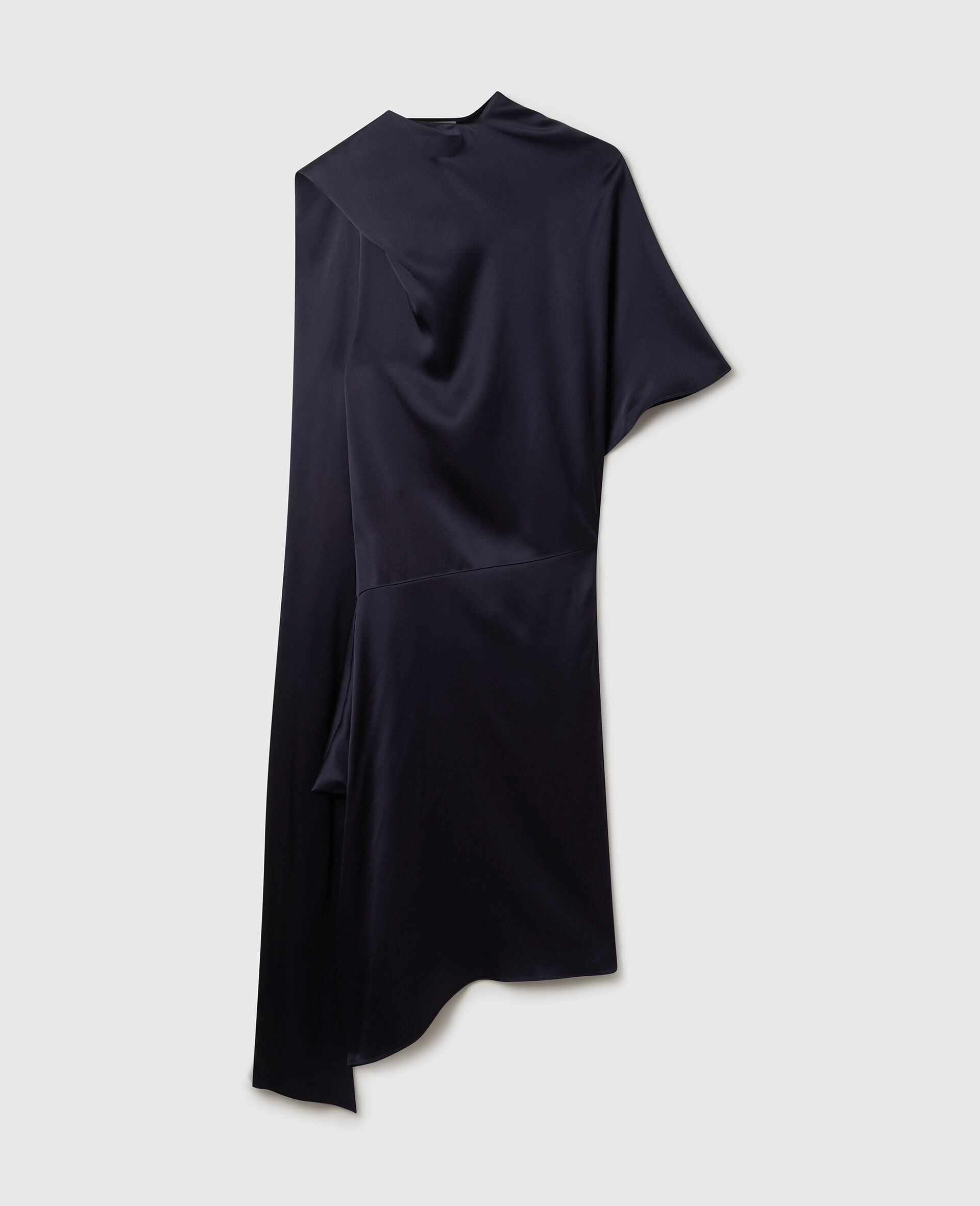 Robe midi asymétrique à col noué-Bleu-medium