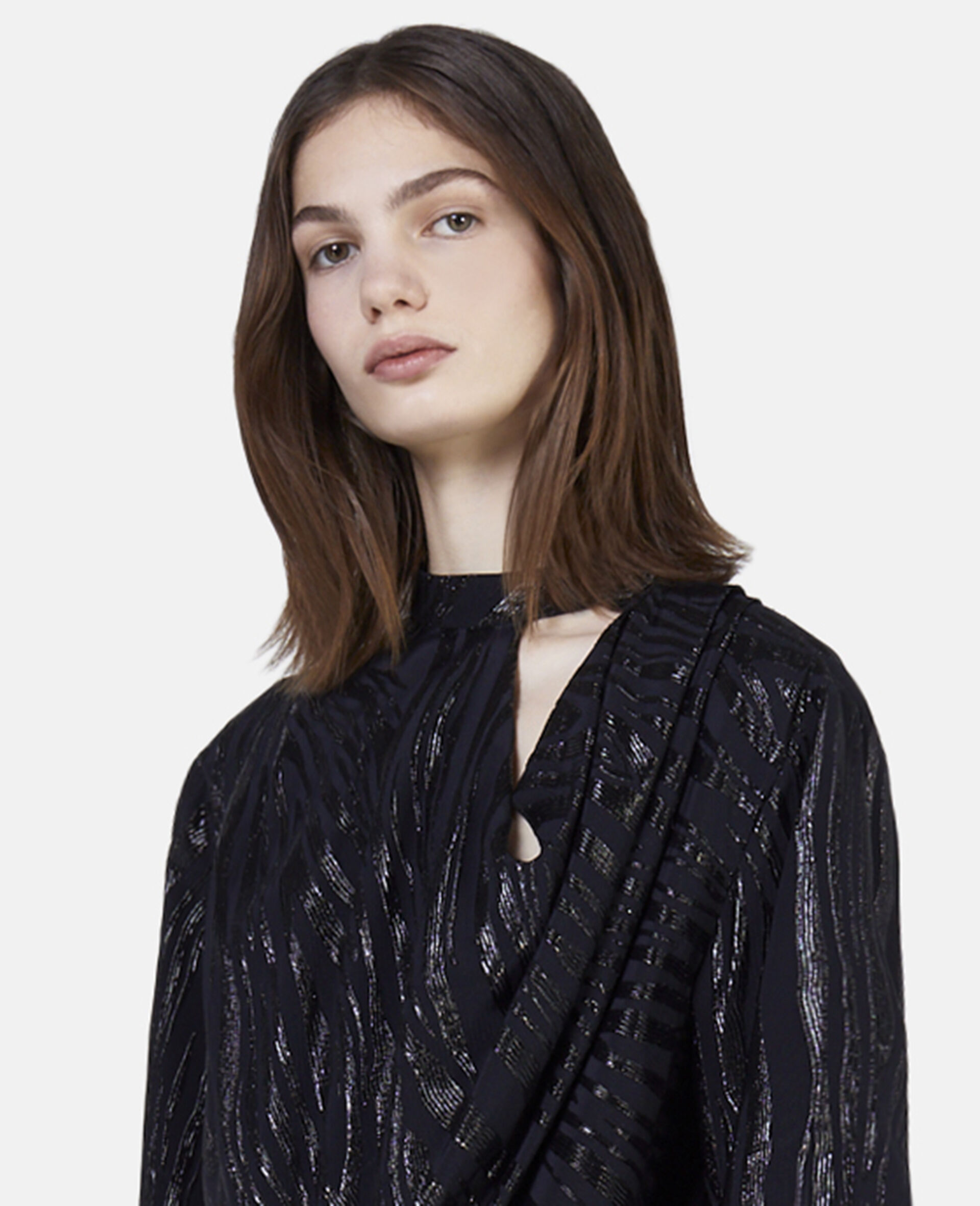 Combinaison en lurex imprime grain de bois-Noir-large image number 3