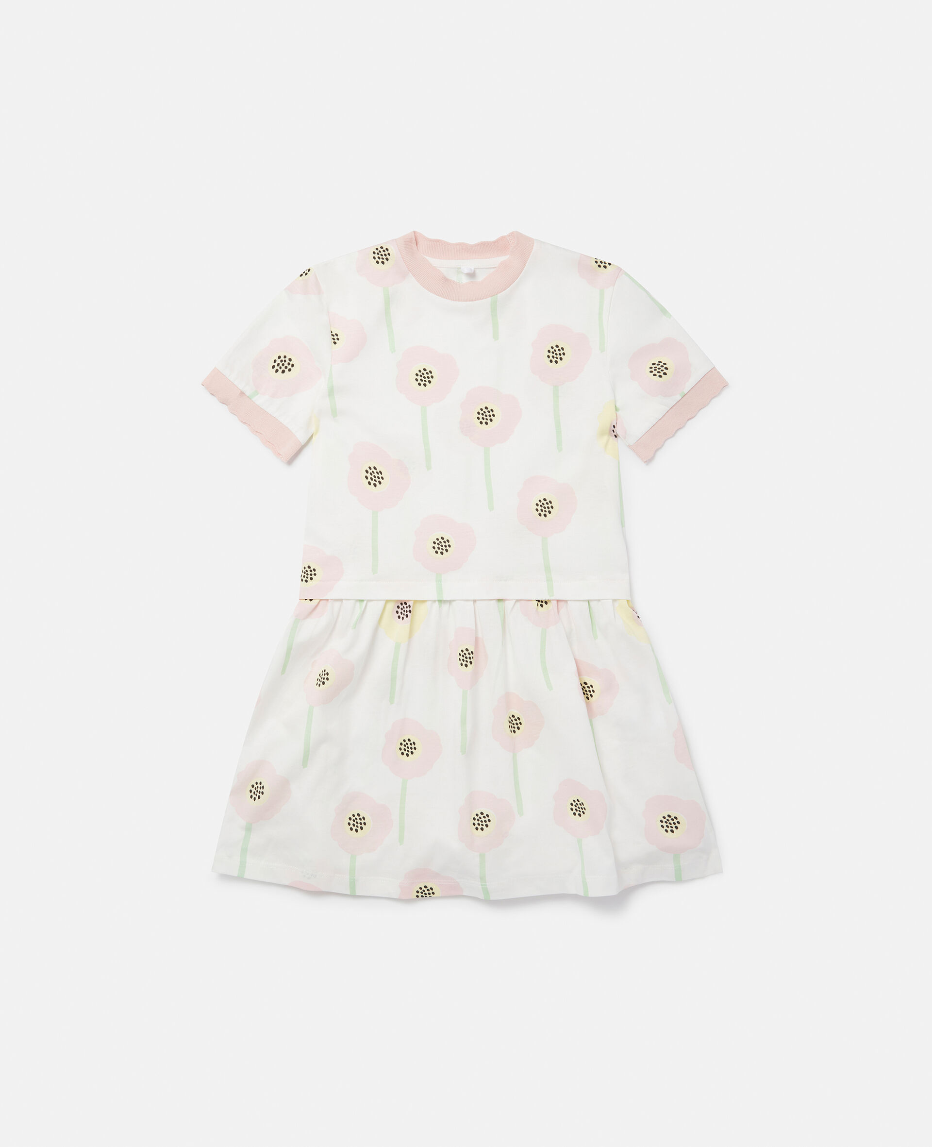 Graphic Flower Print Jersey Dress-White-large image number 0