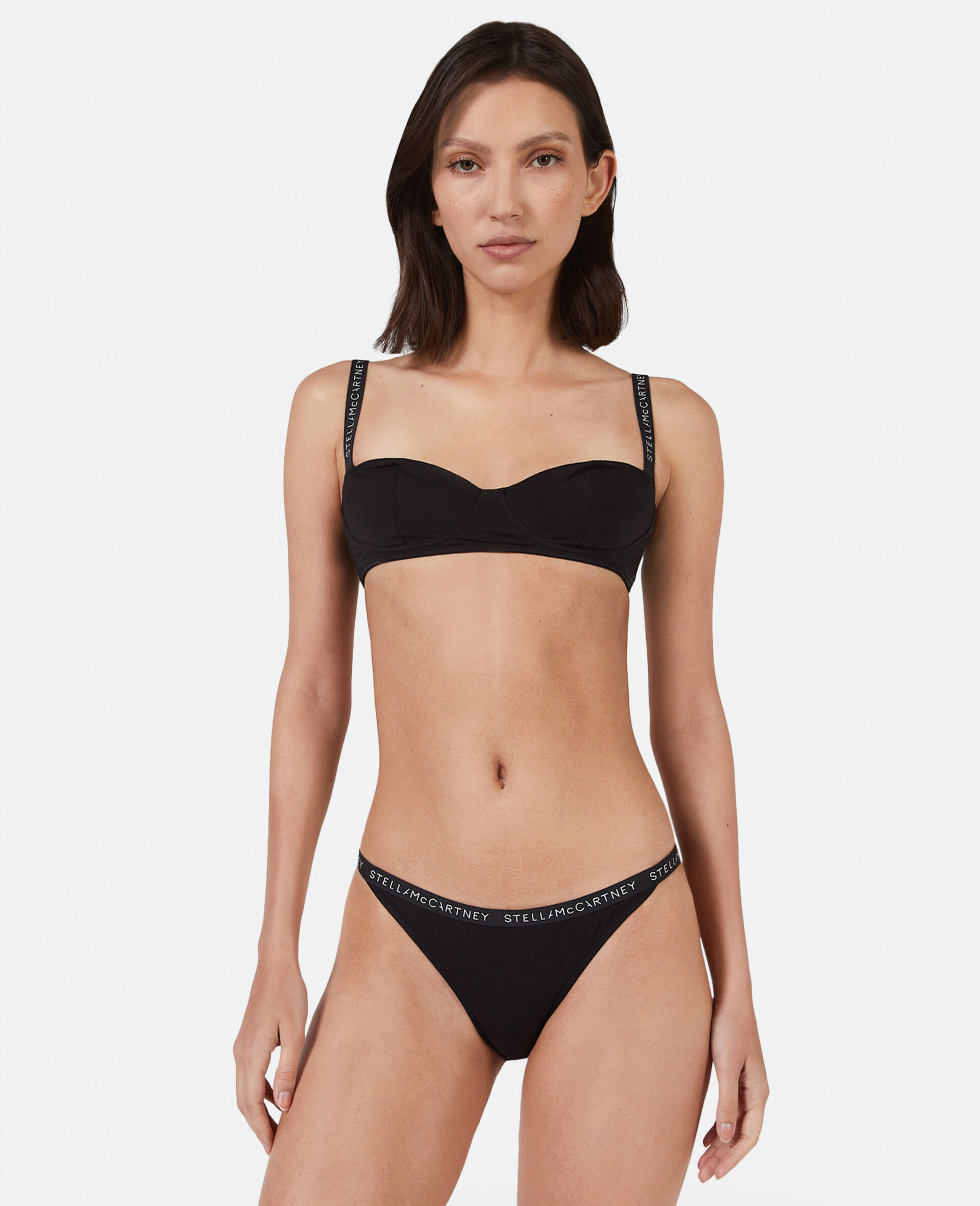 Logo Tape String Briefs-Black-model Logo Tape String Briefs-Black-model